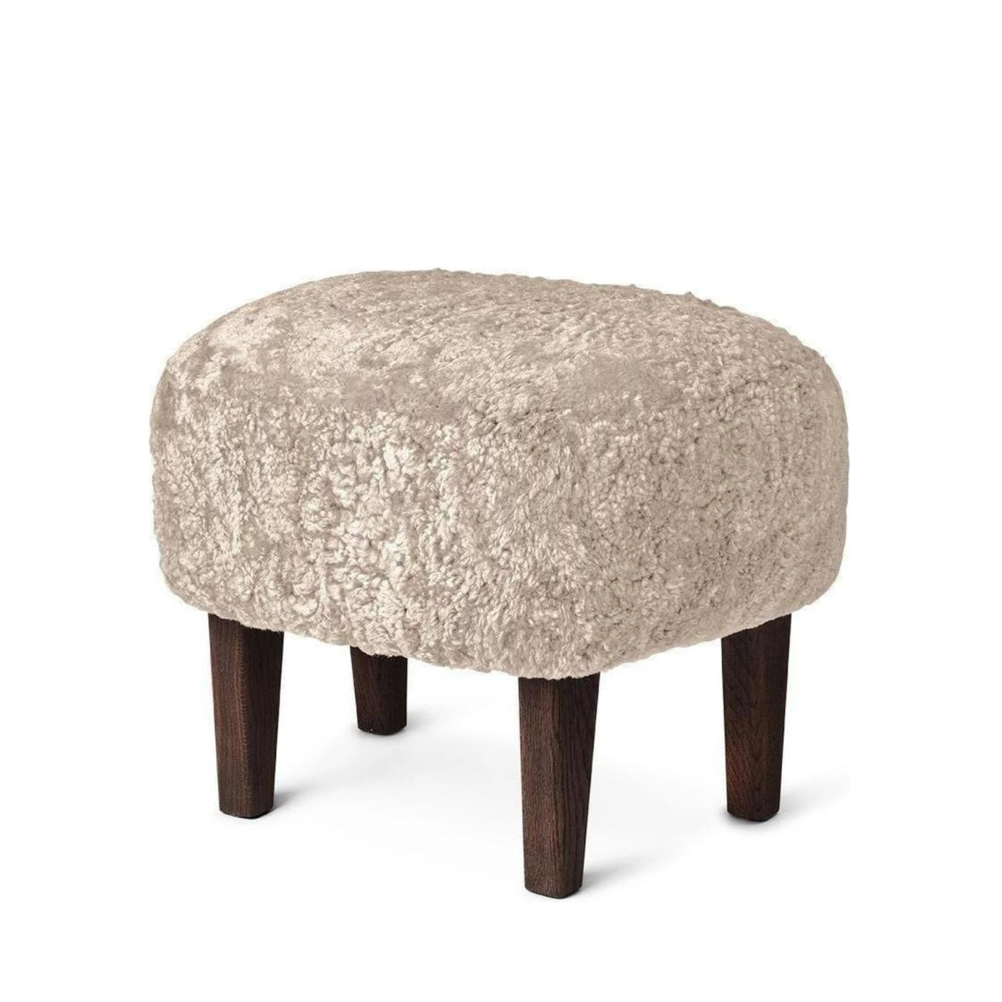 Audo Copenhagen Ingeborg Footstool, Moonlight lambskin/smoked oak