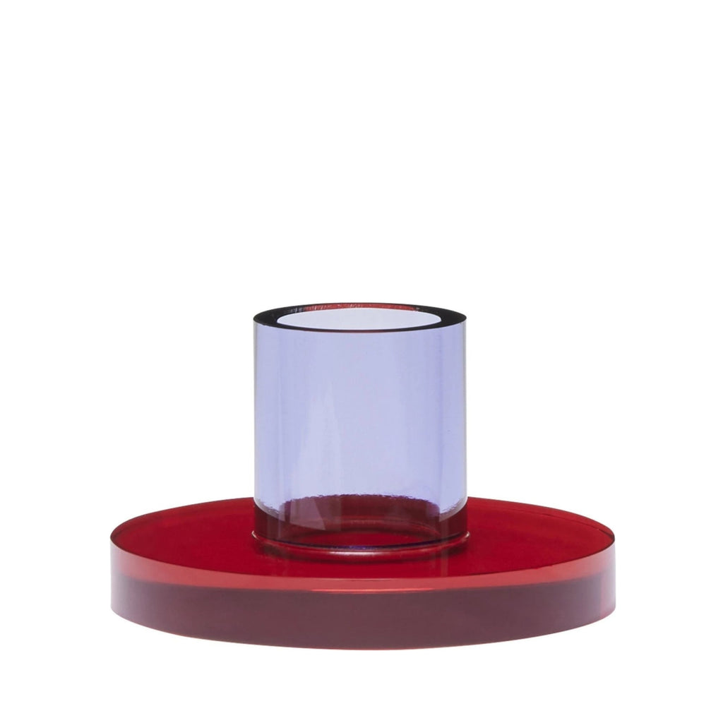 Hübsch Astra Small Candle Holder in Red and Violet Crystal Glass