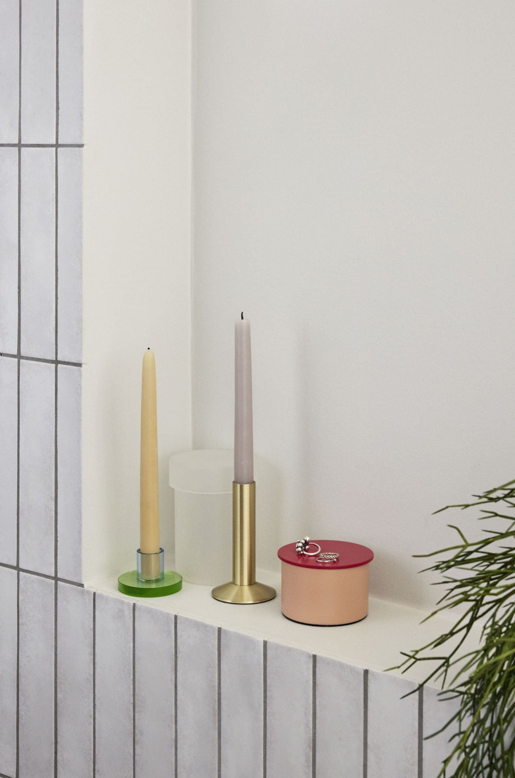 Hübsch Astra Small Candle Holder in Red and Violet Crystal Glass