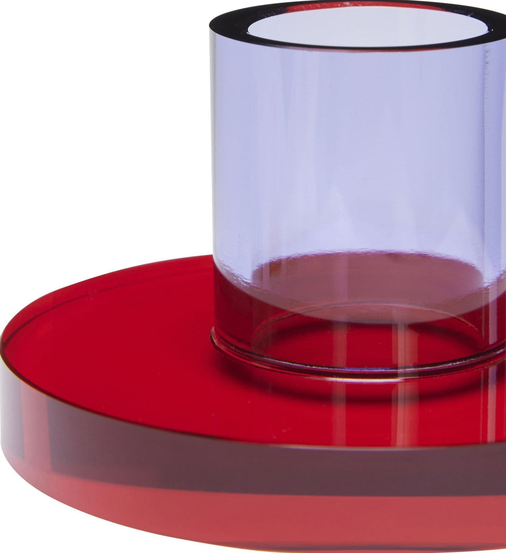 Hübsch Astra Small Candle Holder in Red and Violet Crystal Glass
