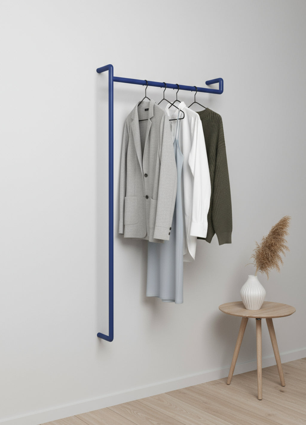Deep Blue Moebe Shelving System: 85 cm Wall Shelving Clothes Bar