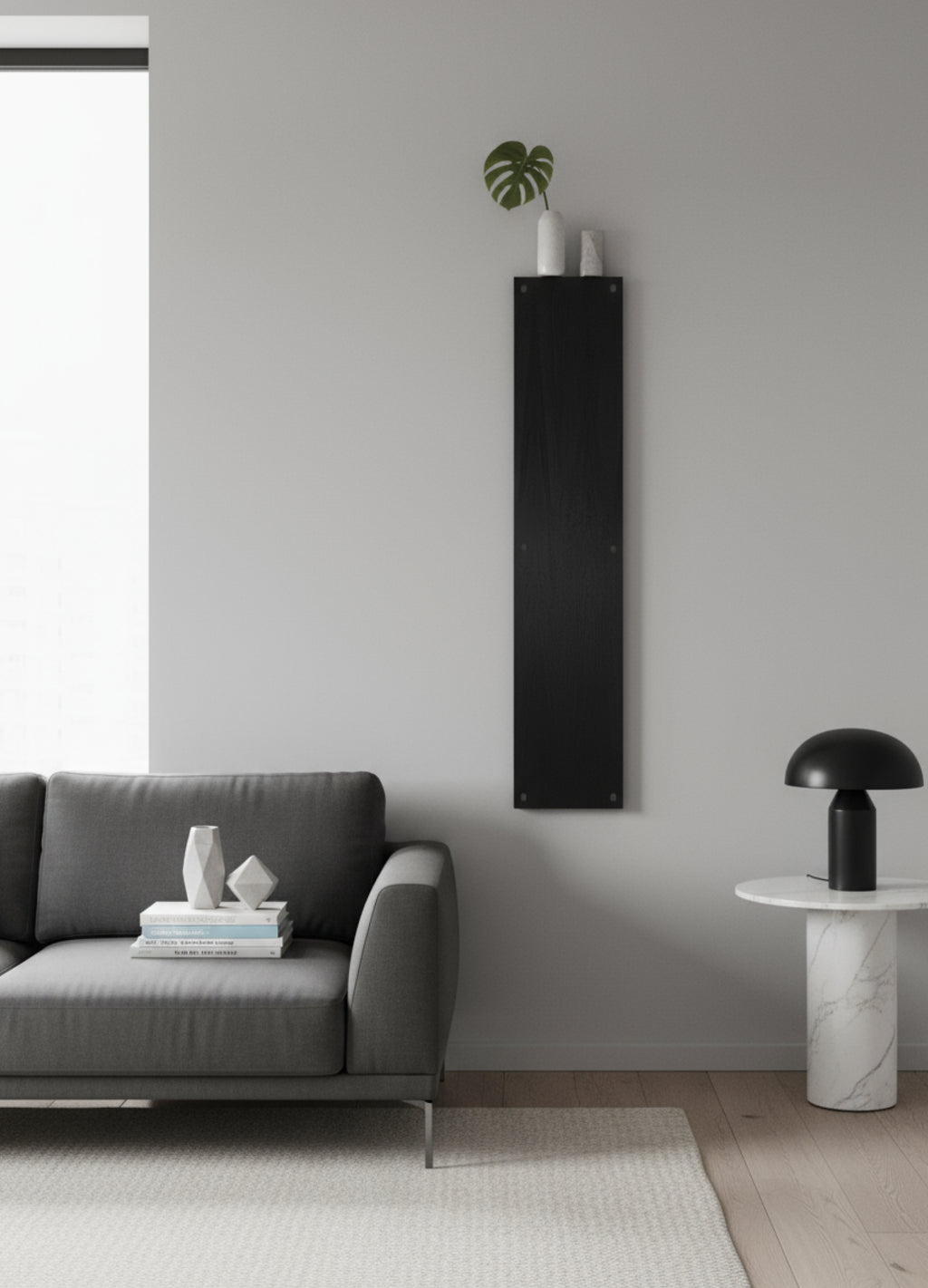 Moebe Black Wall Shelving System - 162x35 cm MDF Shelf for Home