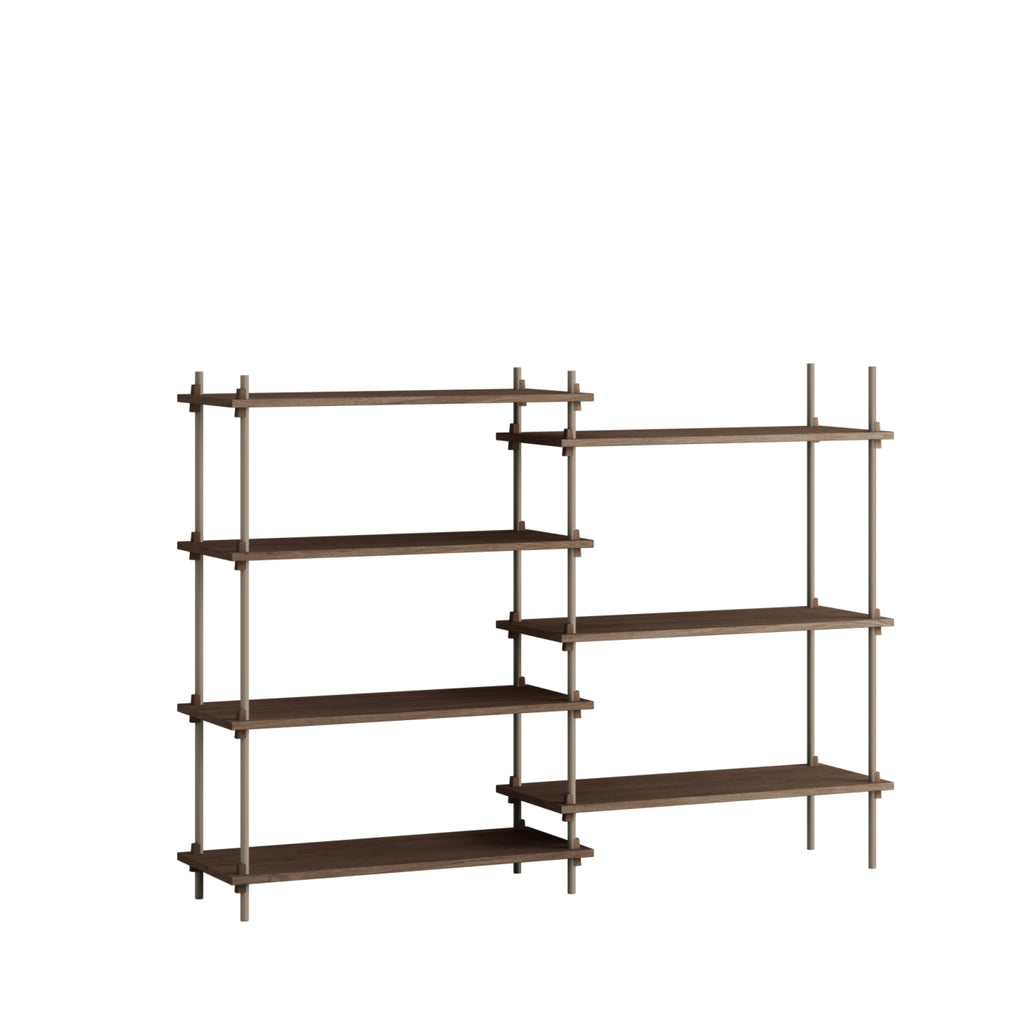 Customizable Moebe Shelving System in Smoked Oak & Warm Grey - 115cm High