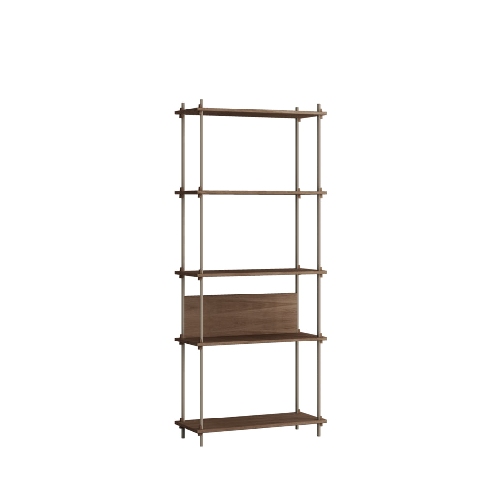 Customizable Moebe Shelving System in Smoked Oak & Warm Grey - 200cm High