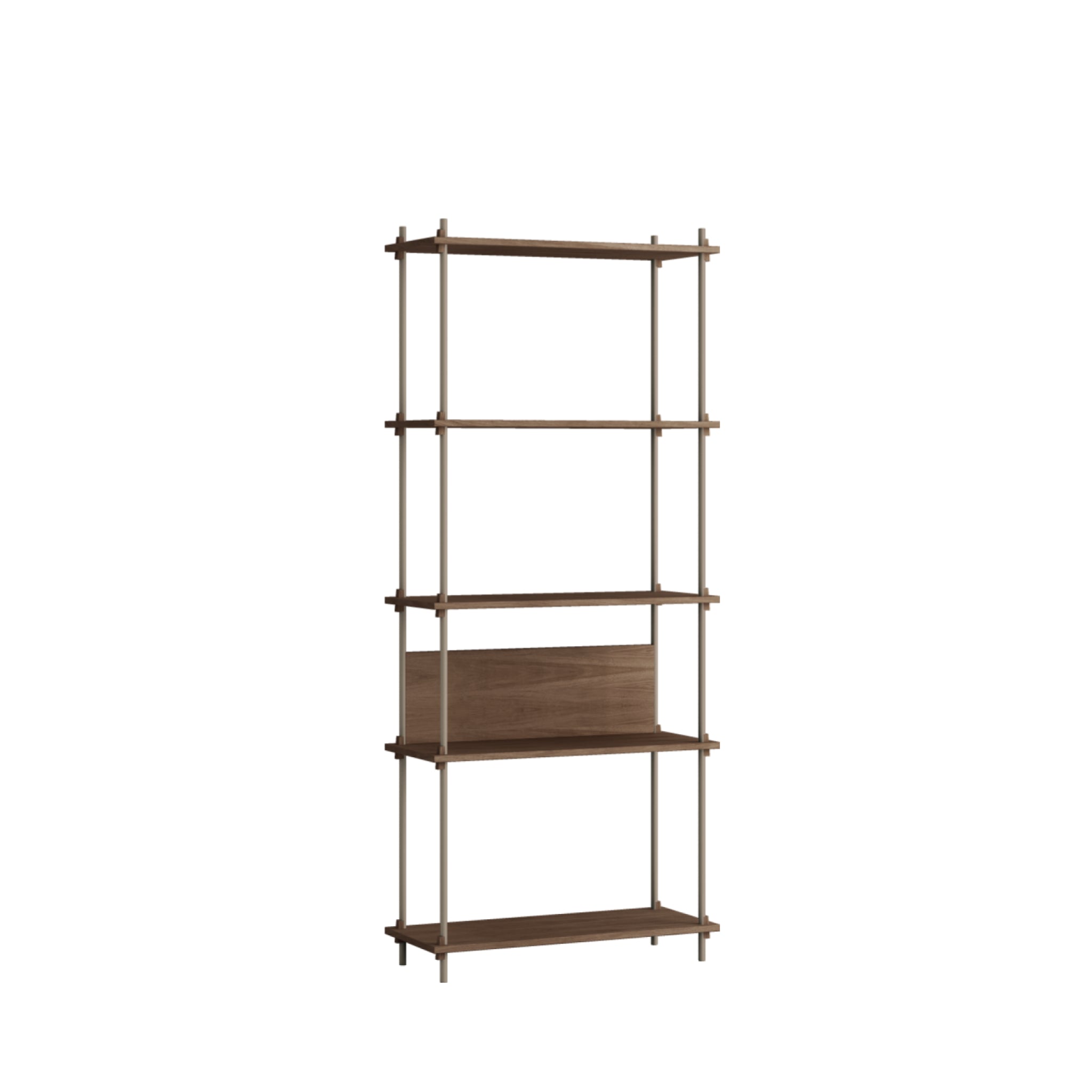 Customizable Moebe Shelving System in Smoked Oak & Warm Grey - 200cm High