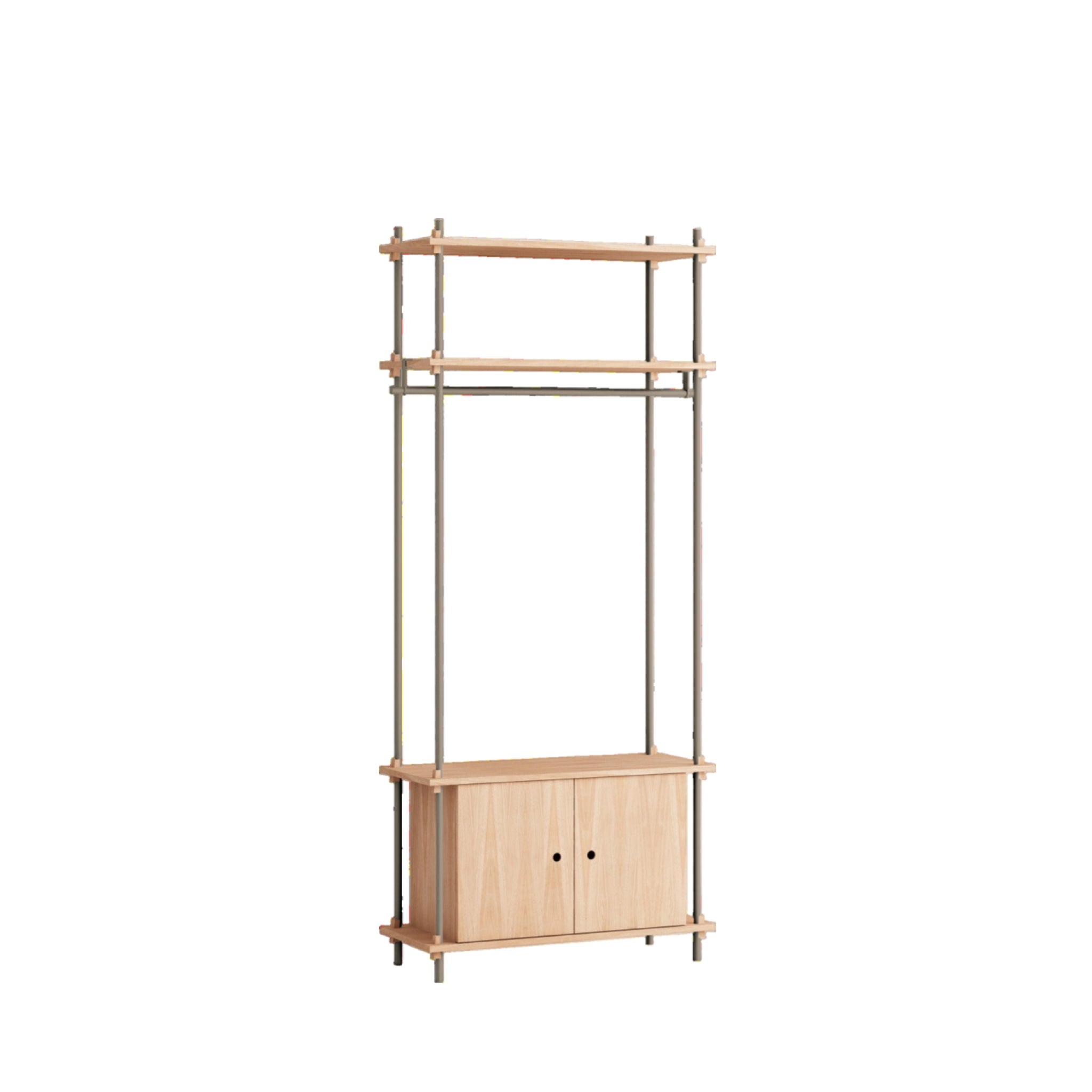Customizable Moebe Shelving System in Oak/Warm Grey - 200cm Height
