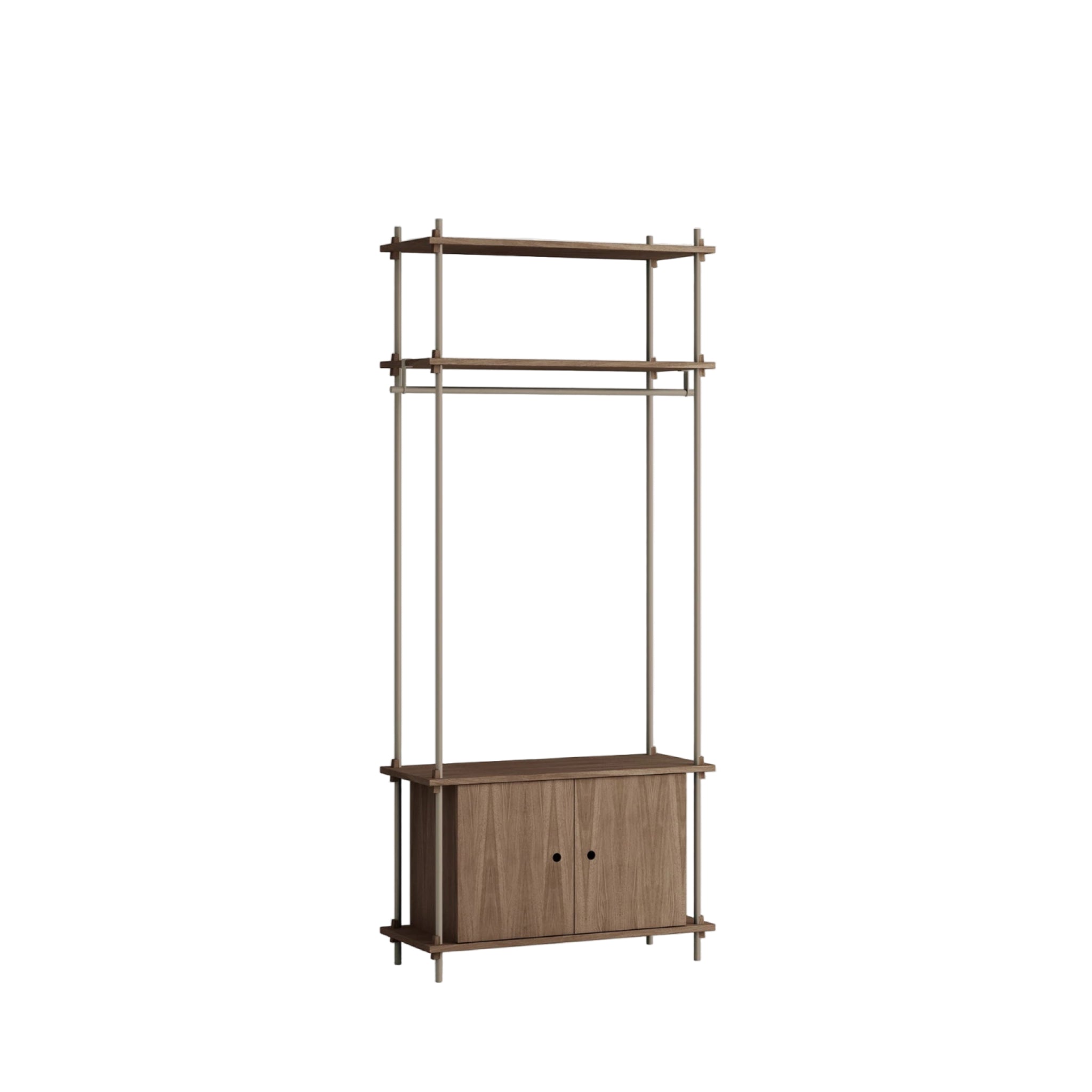 Customizable Moebe Shelving System in Smoked Oak & Warm Grey - 200cm High