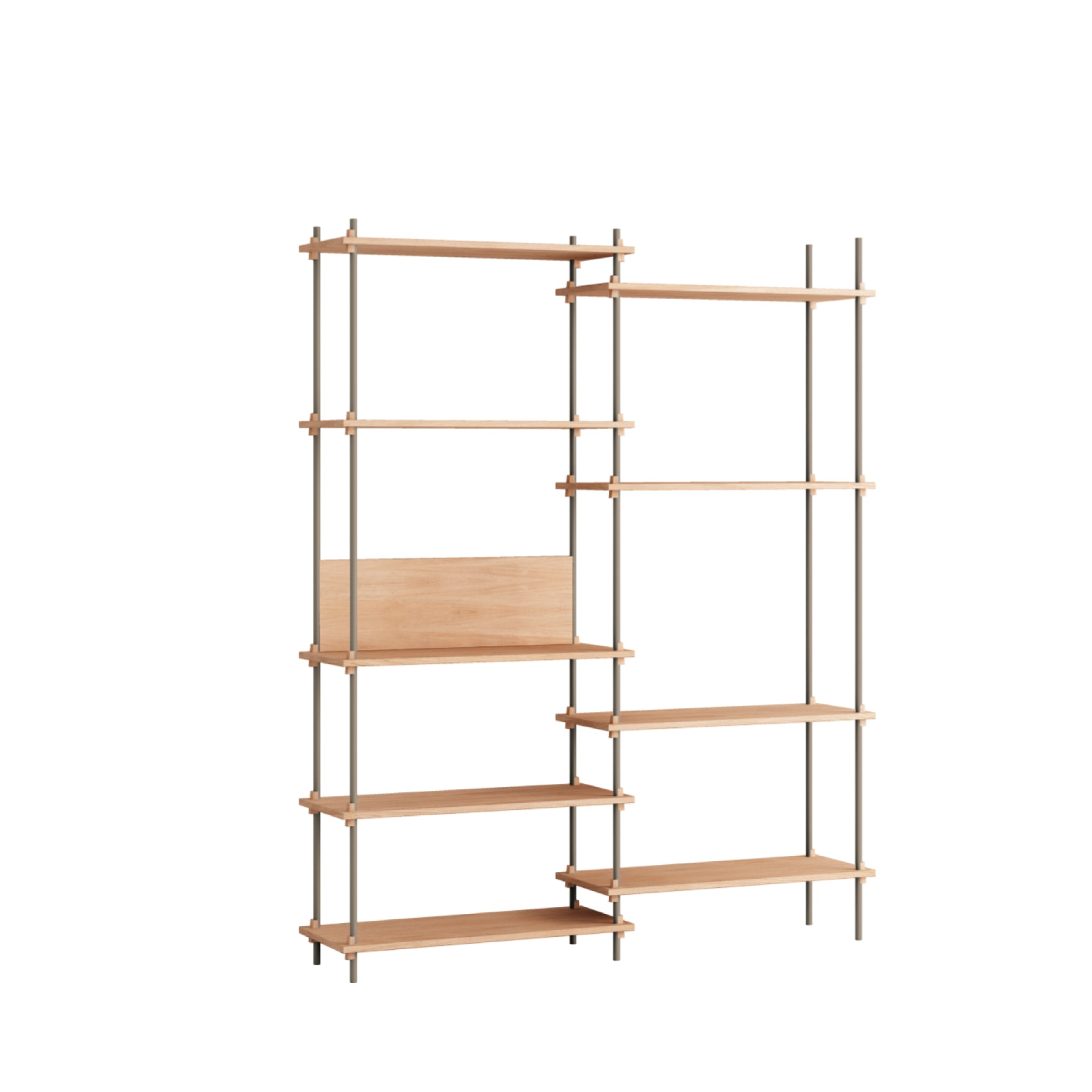 Customizable Moebe Shelving System in Oak & Warm Grey - 200cm Height