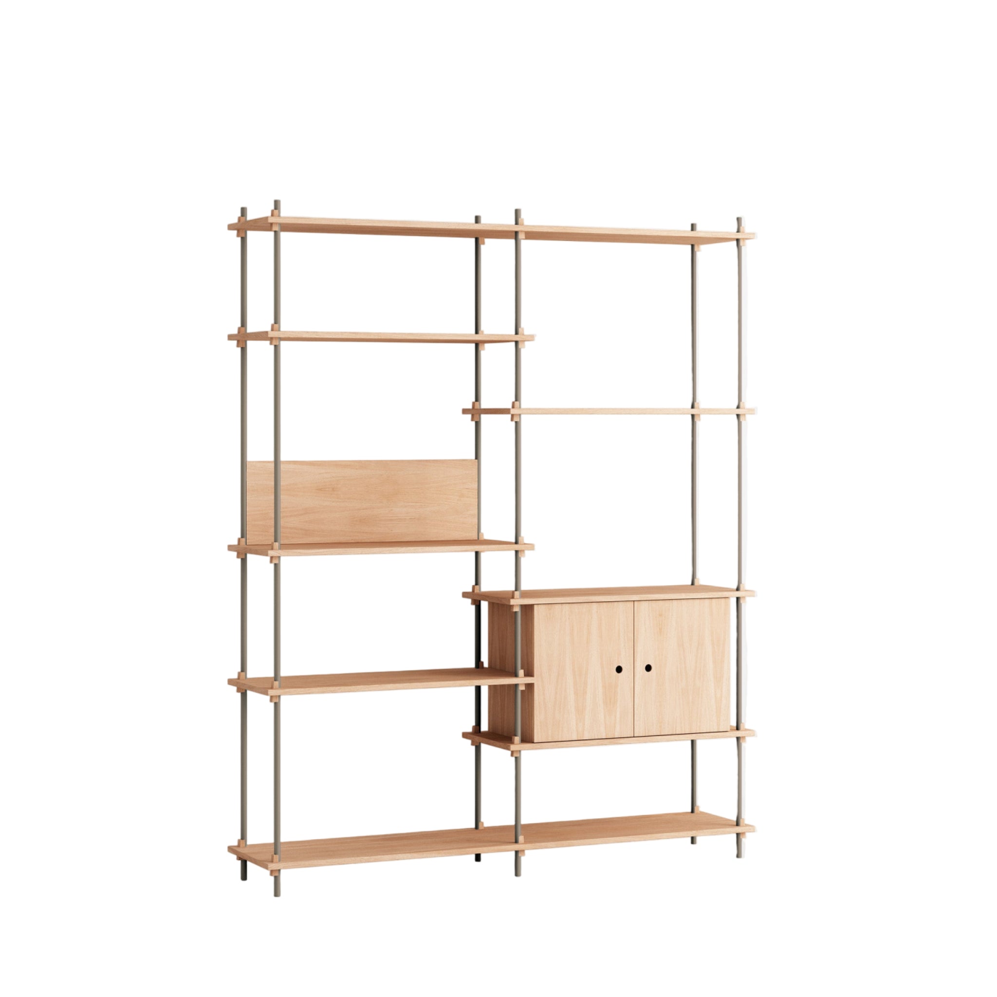 Customizable Moebe Shelving System in Oak & Warm Grey - Versatile Design