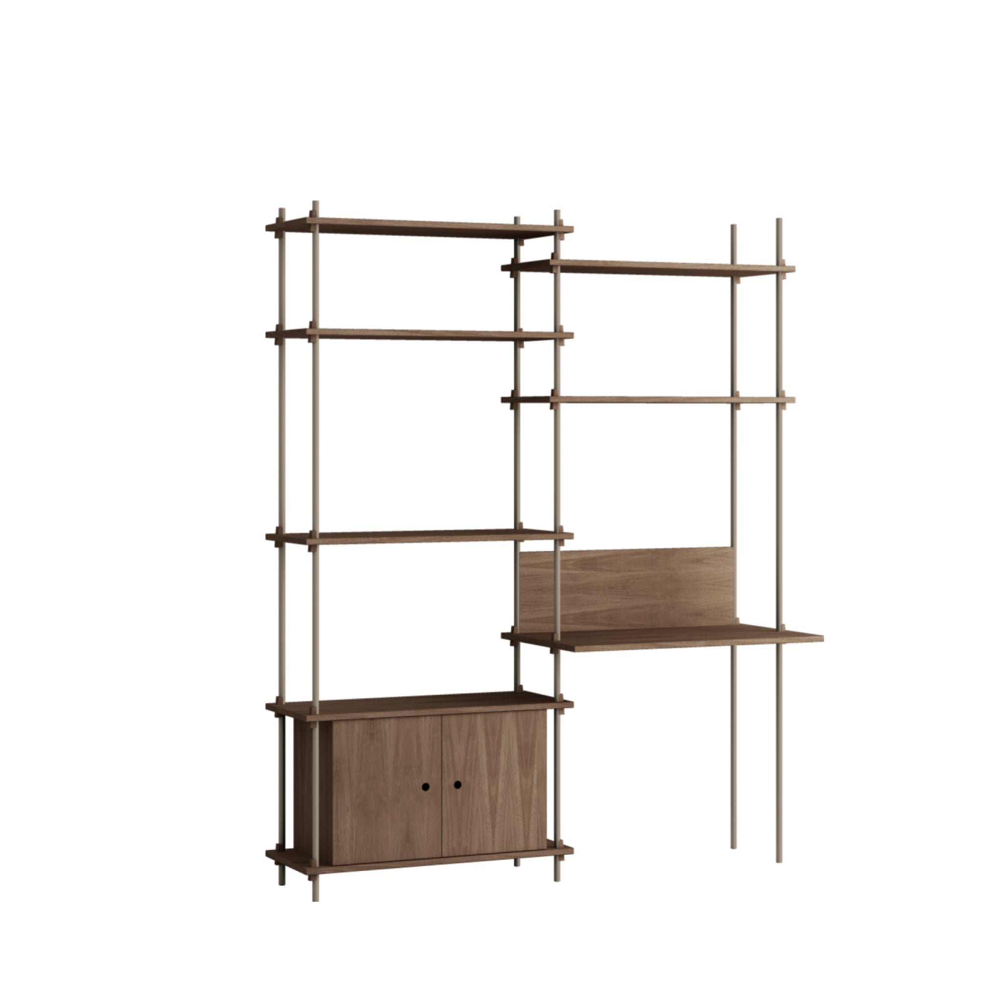 Customizable Moebe Shelving System in Smoked Oak & Warm Grey - 200cm High