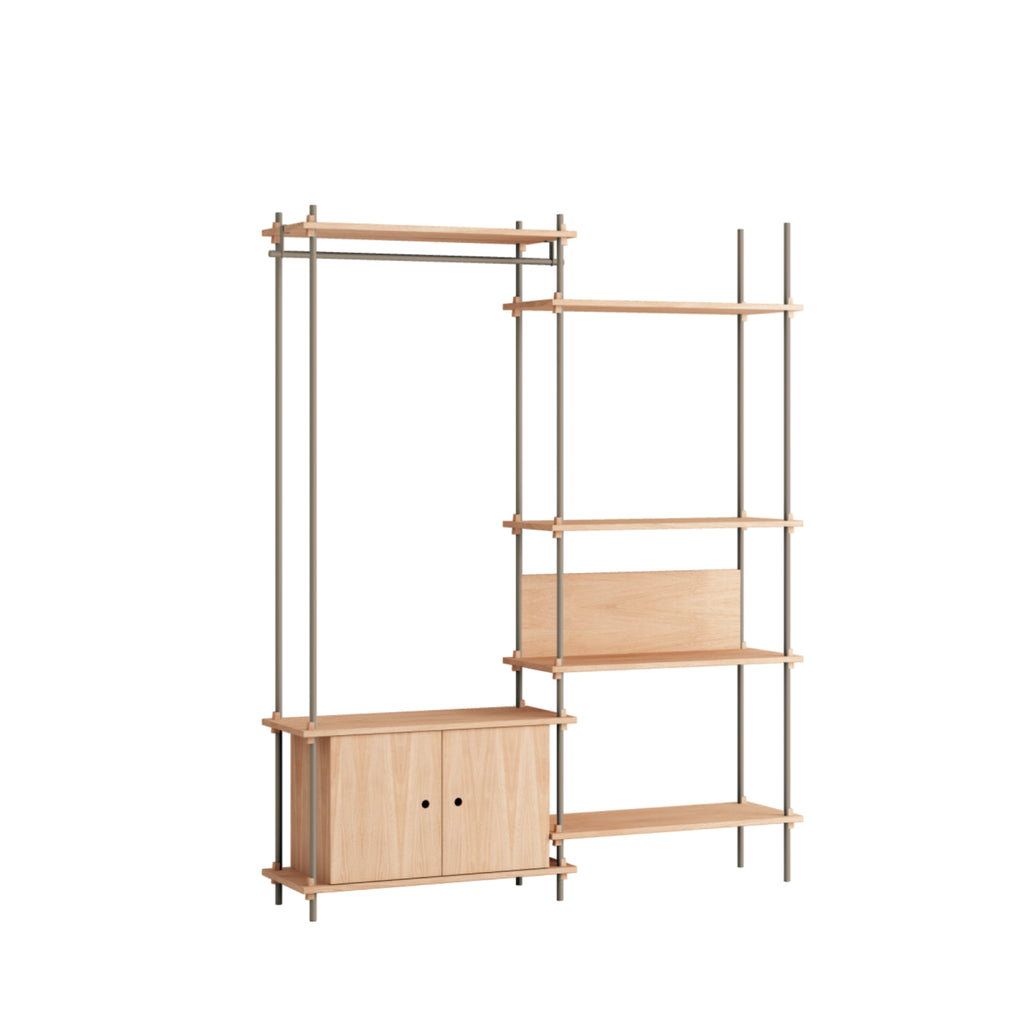 Customizable Moebe Shelving System in Oak & Warm Grey - 200cm Height