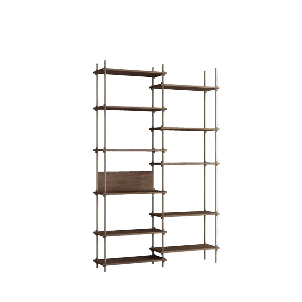 Customizable Moebe Shelving System in Smoked Oak & Warm Grey - 255cm High