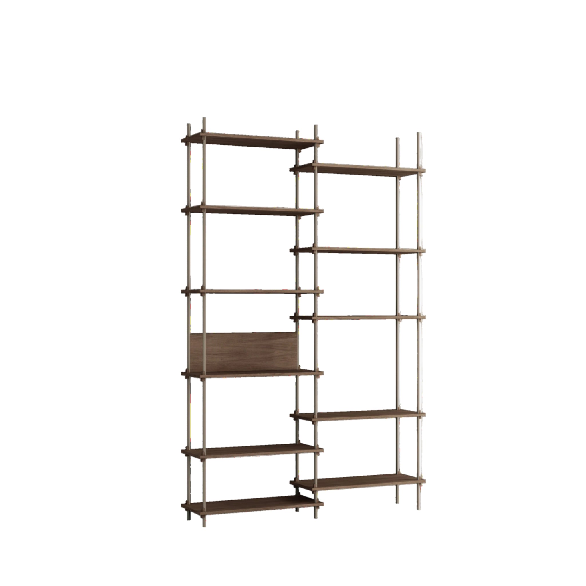 Customizable Moebe Shelving System in Smoked Oak & Warm Grey - 255cm High