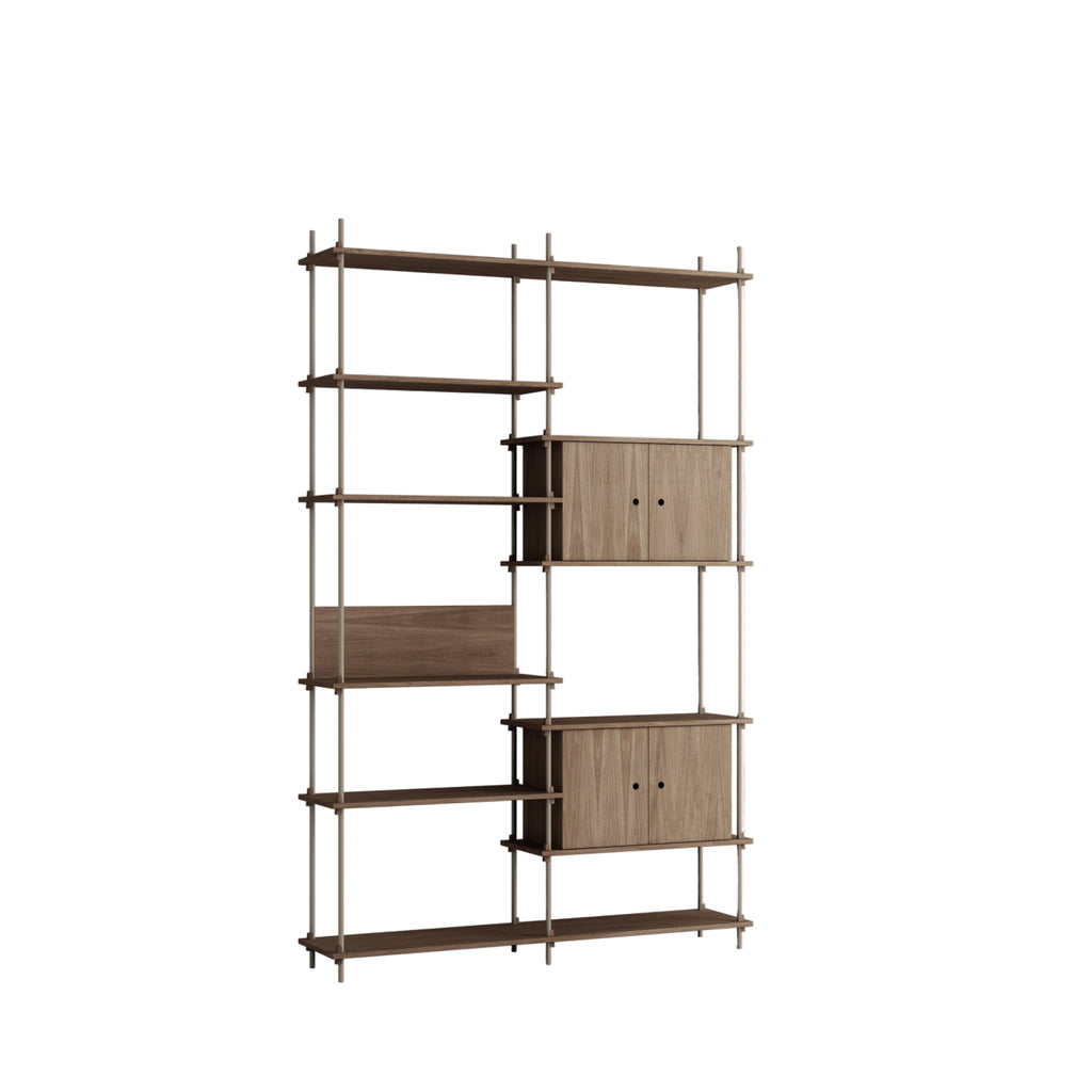Customizable Moebe Shelving System in Smoked Oak & Warm Grey - 255cm