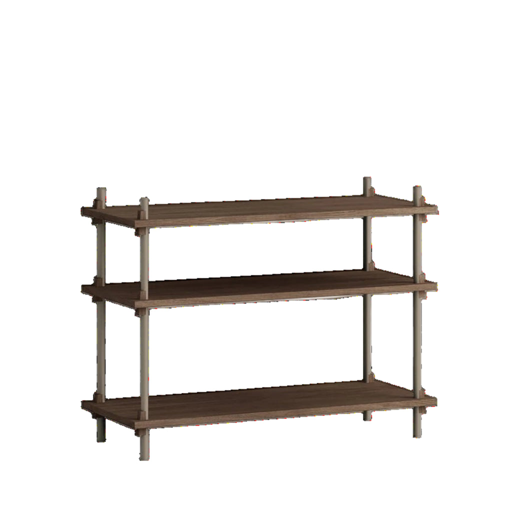 Customizable Moebe Shelving System in Smoked Oak & Warm Grey - 65cm High