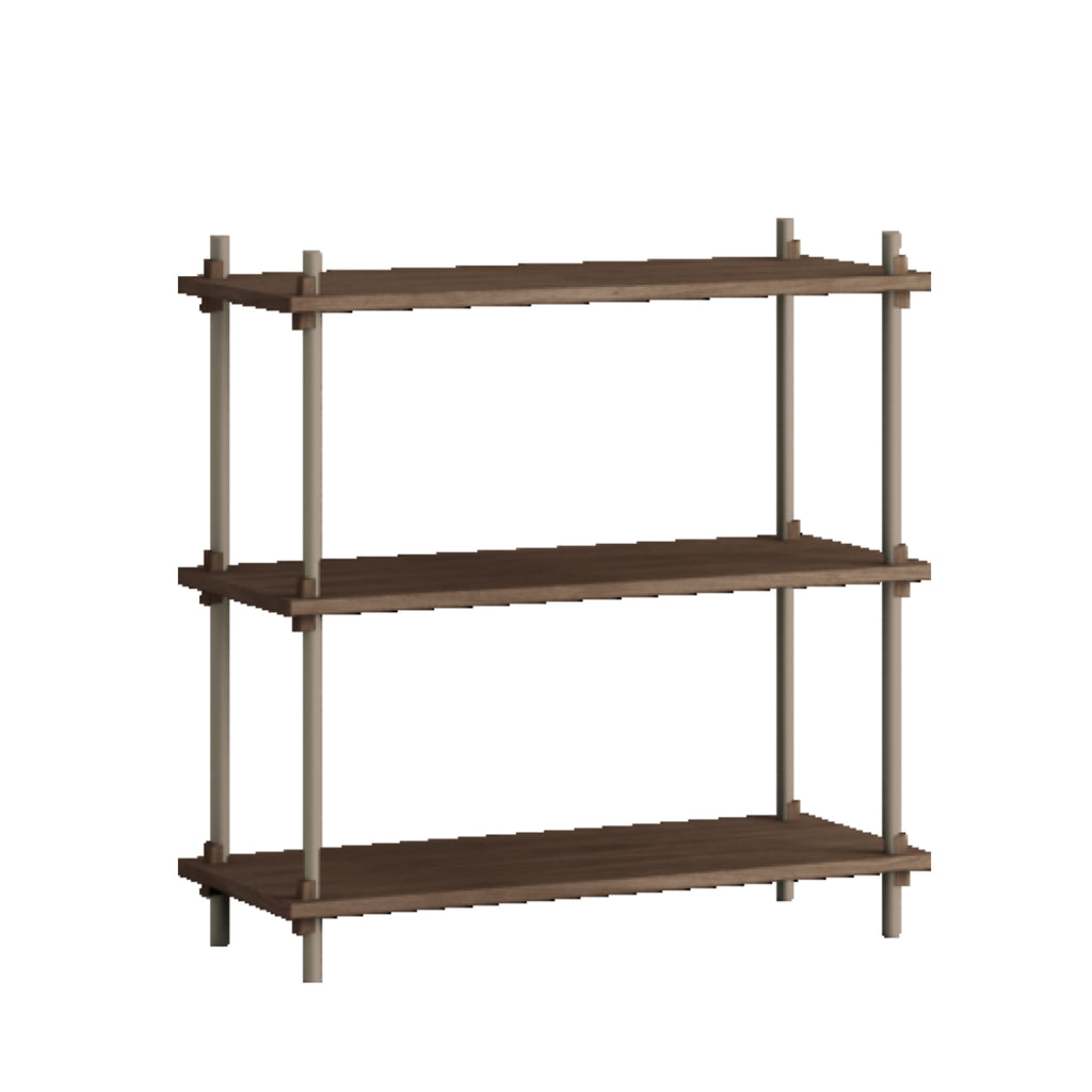 Customizable Moebe Shelving System in Smoked Oak & Warm Grey - 85cm High