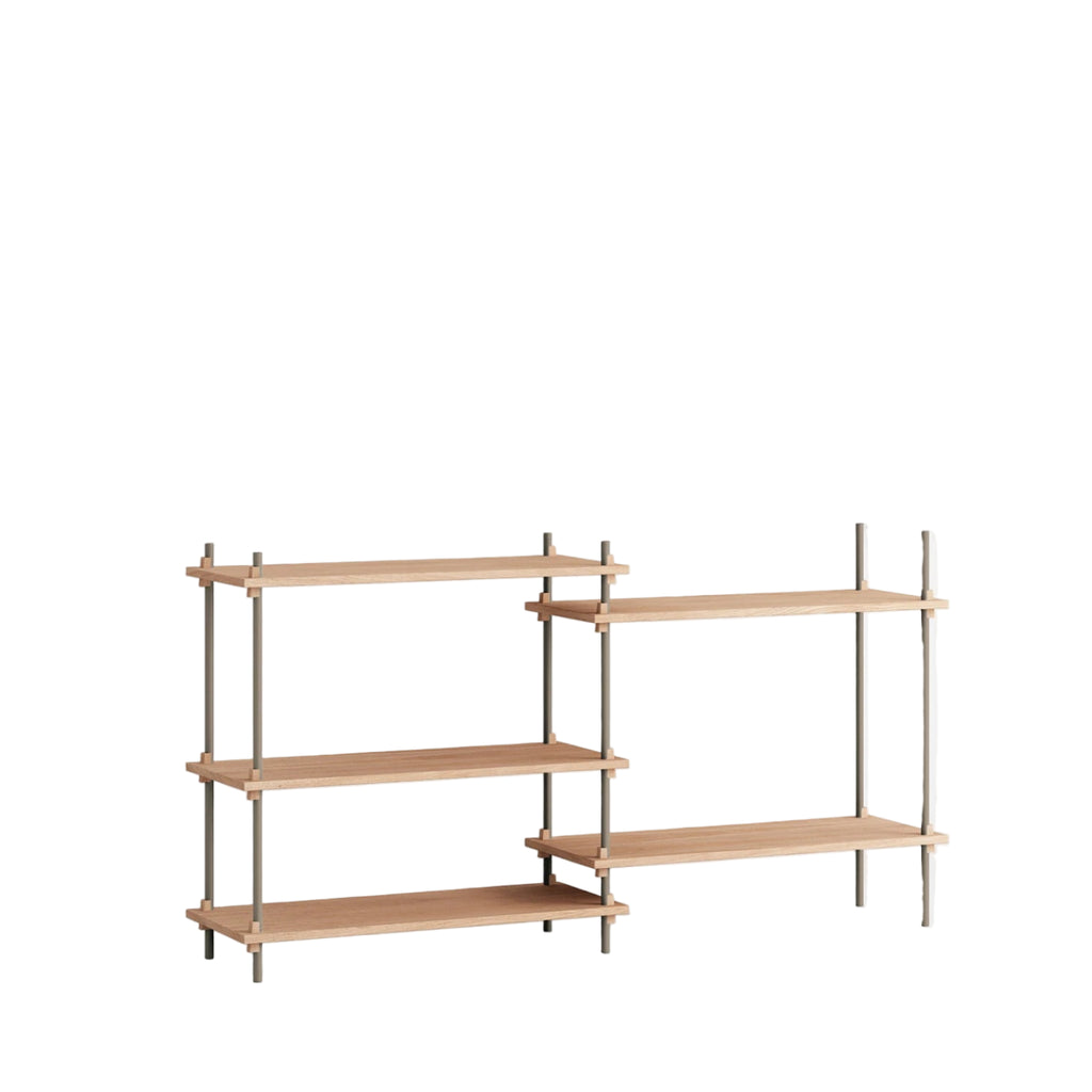 Customizable Moebe Shelving System in Oak & Warm Grey - Versatile Design