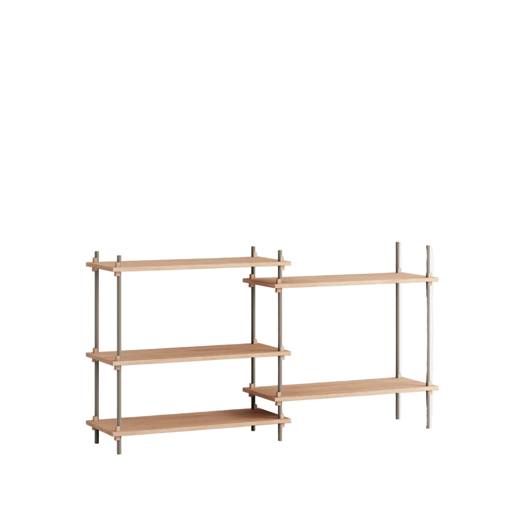 Customizable Moebe Shelving System in Oak & Warm Grey - Versatile Design
