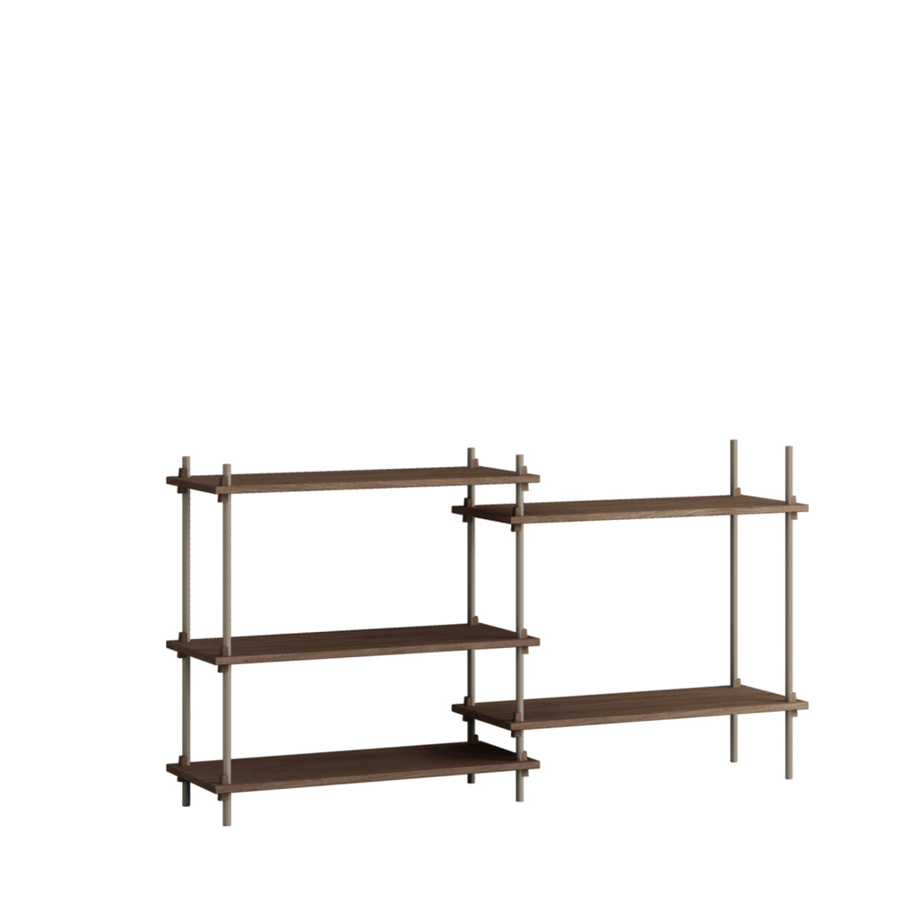 Customizable Moebe Shelving System in Smoked Oak & Warm Grey - 85cm High