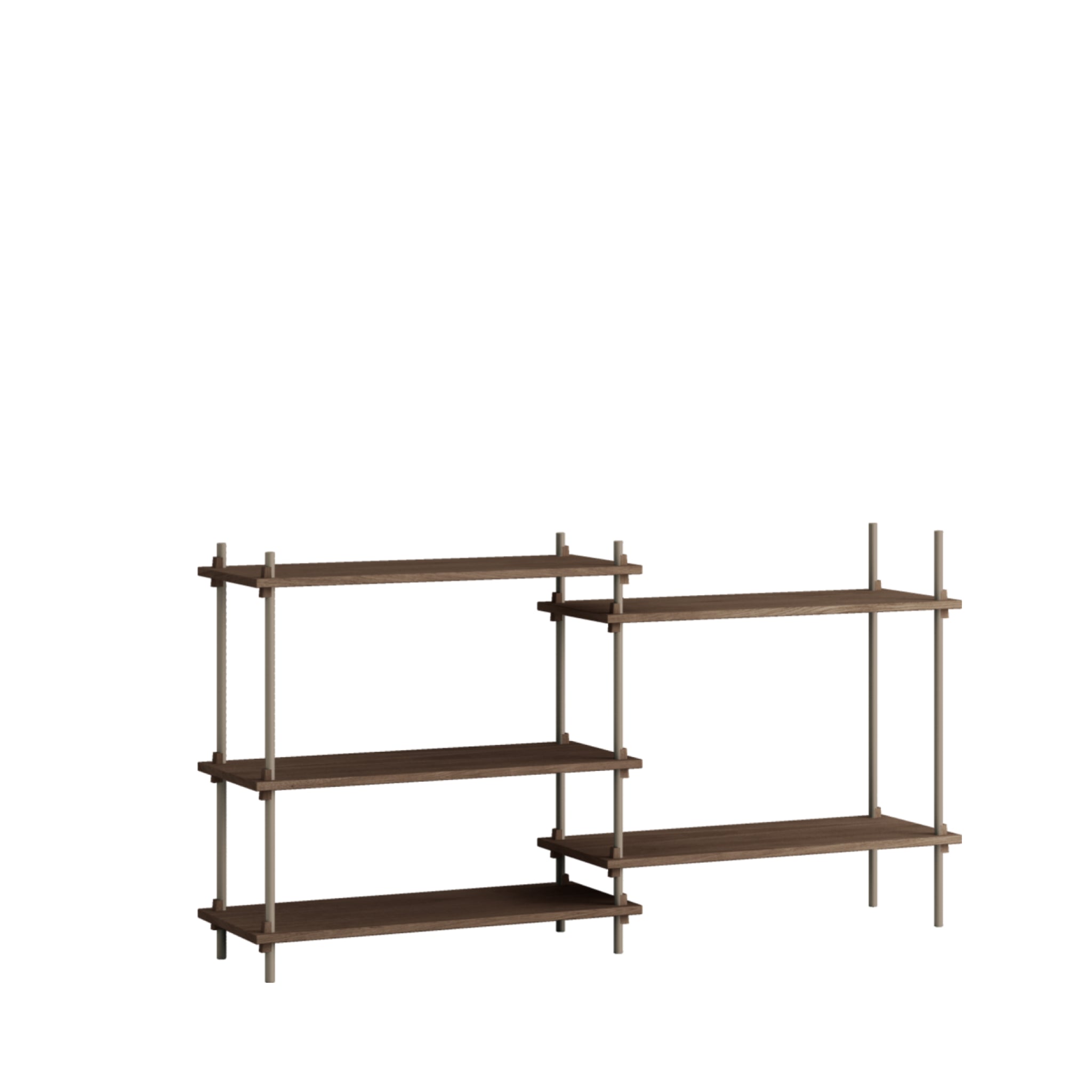 Customizable Moebe Shelving System in Smoked Oak & Warm Grey - 85cm High