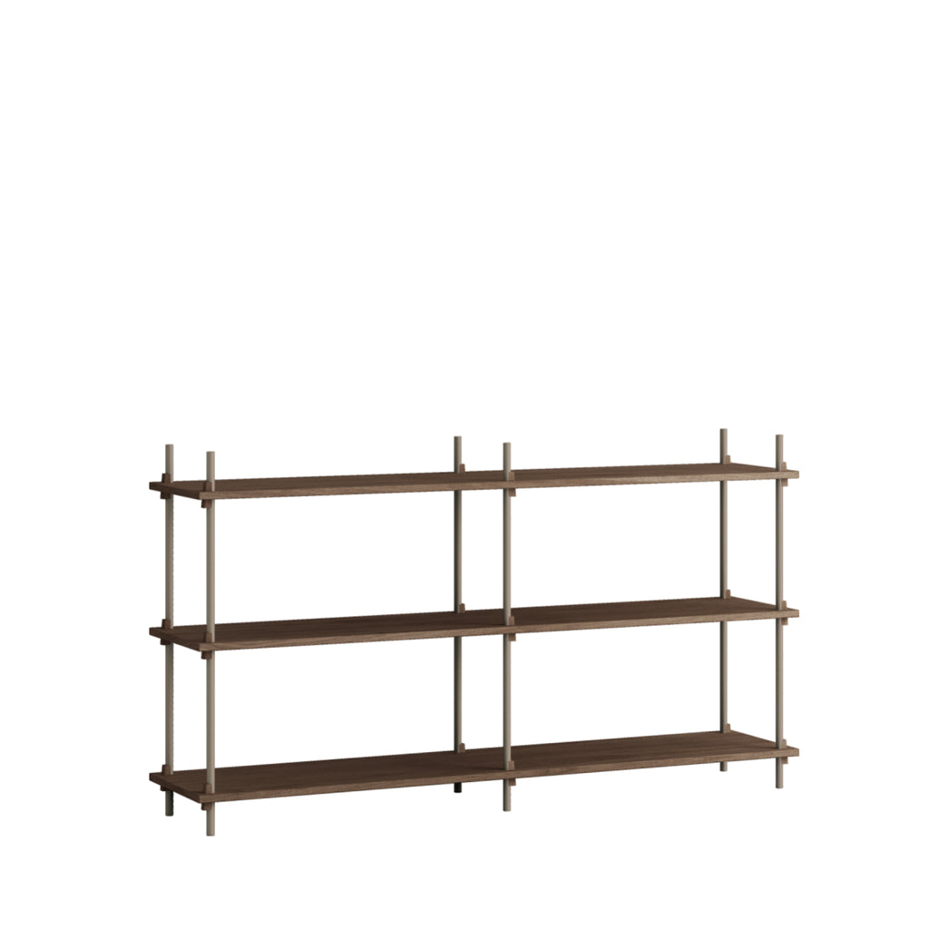 Customizable Moebe Shelving System in Smoked Oak & Warm Grey - 85cm High