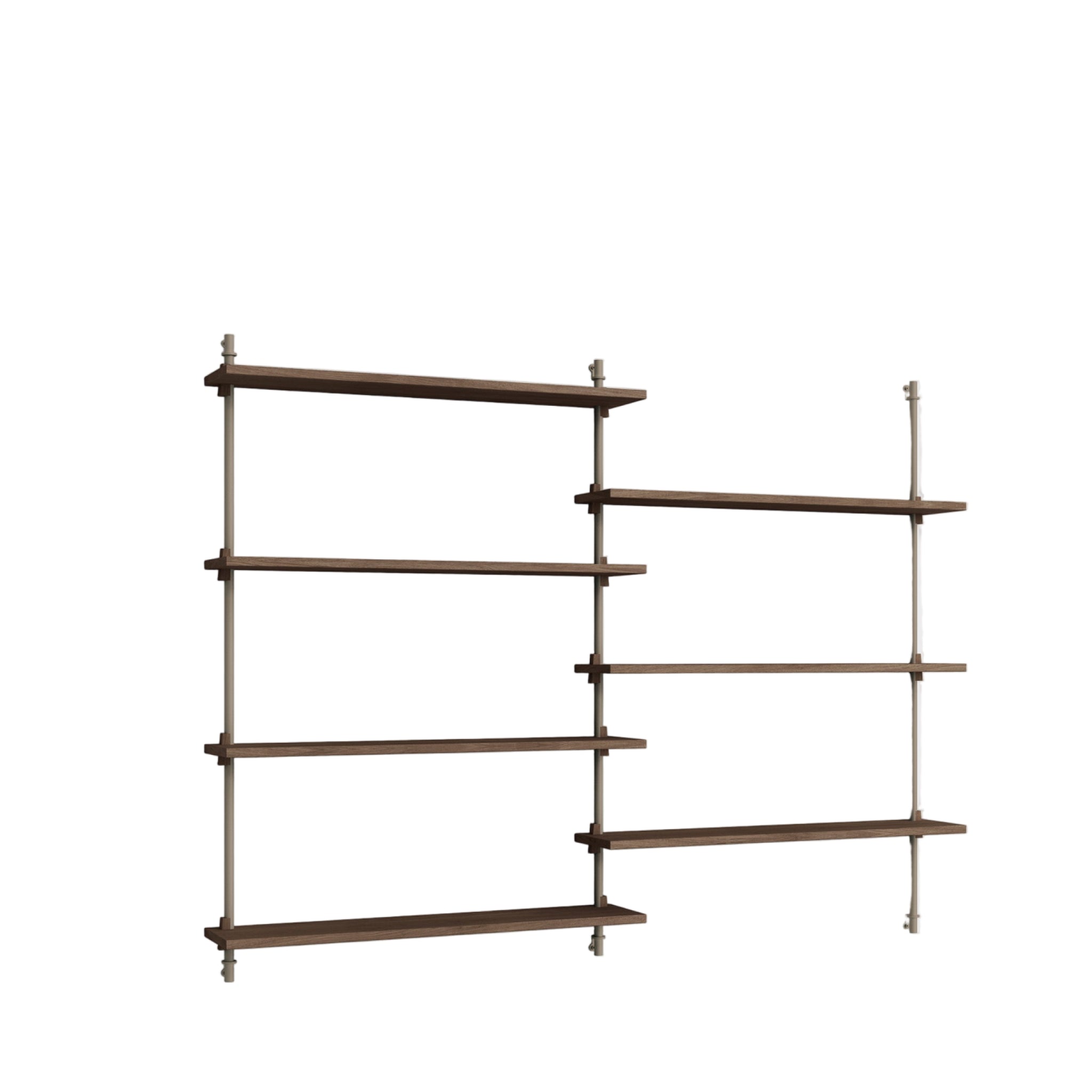 Moebe Wall Shelving WS.115.2: Smoked Oak & Warm Grey for Any Room