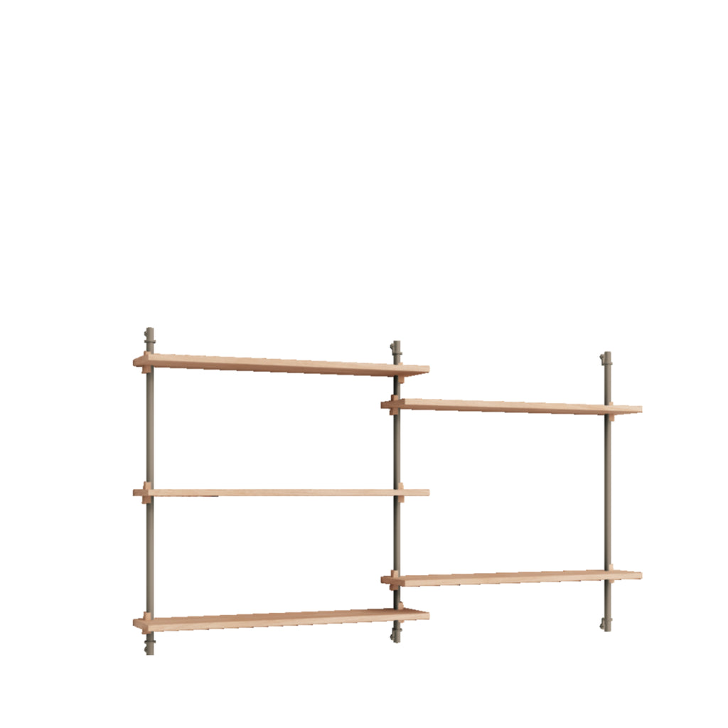 Adjustable Moebe Wall Shelving WS.85.2 in Oak/Warm Grey for Any Room