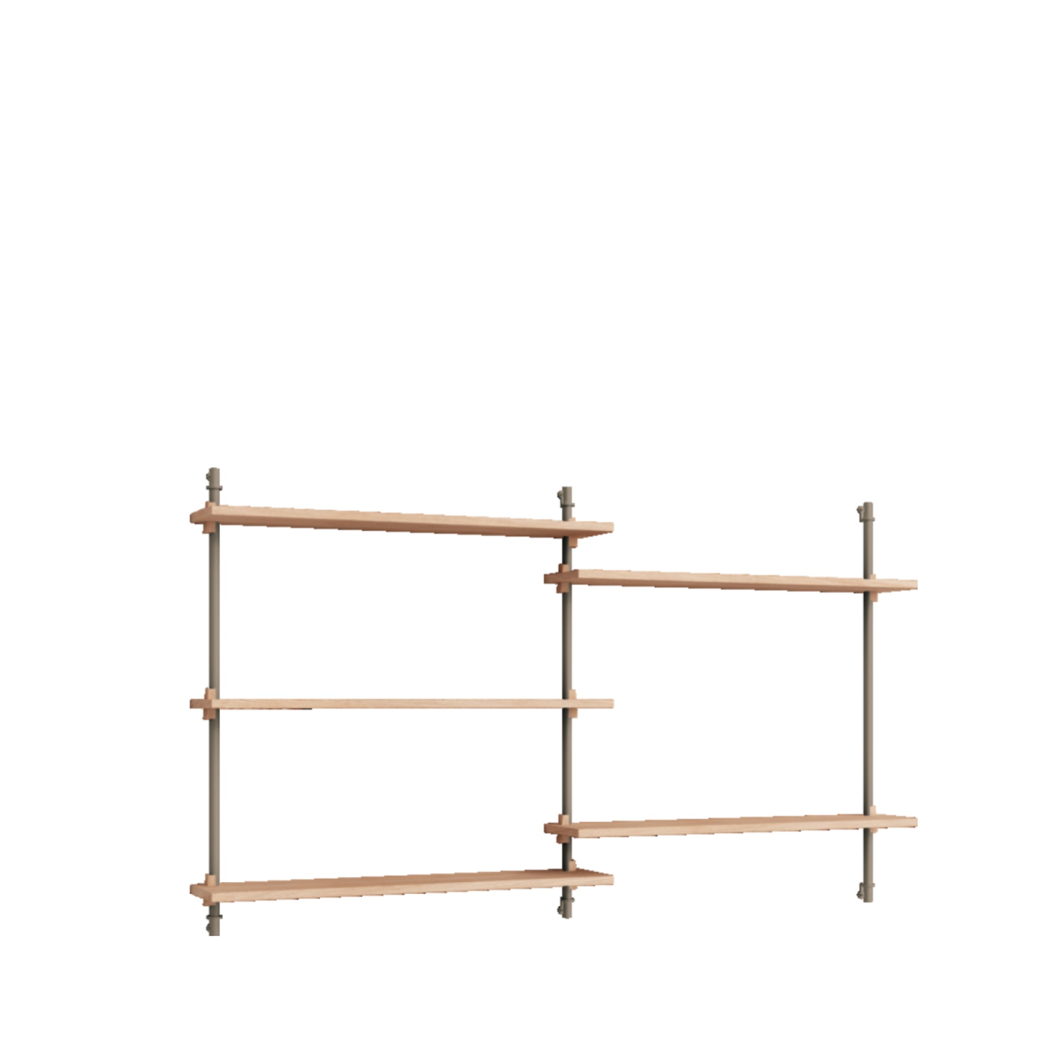 Adjustable Moebe Wall Shelving WS.85.2 in Oak/Warm Grey for Any Room