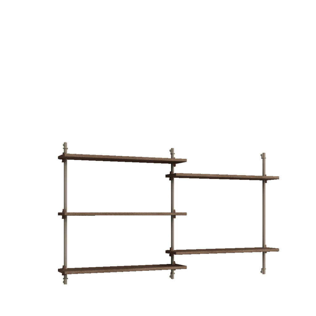 Moebe Wall Shelving WS.85.2: Adjustable Smoked Oak & Warm Grey Design