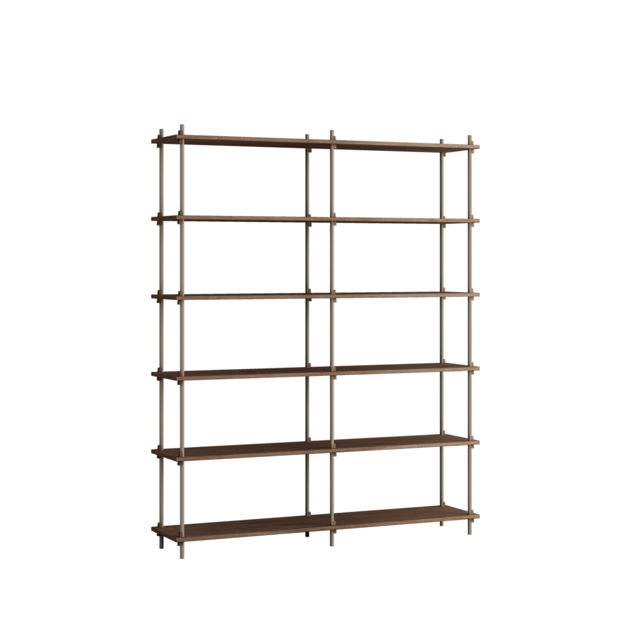 Customizable Moebe Shelving System in Smoked Oak & Warm Grey - 200cm High