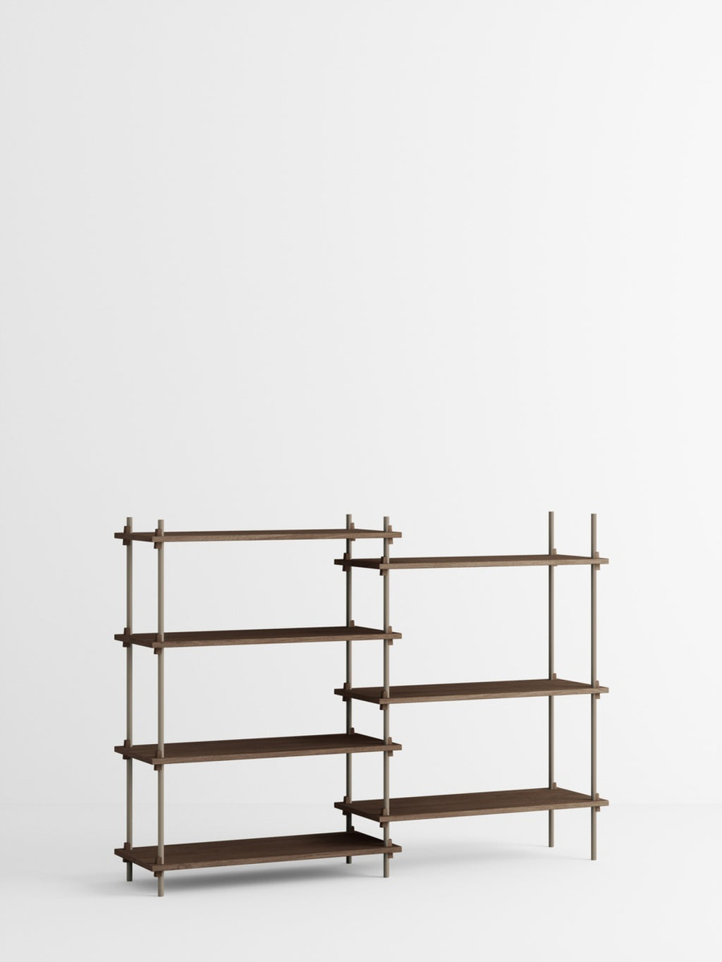 Customizable Moebe Shelving System in Smoked Oak & Warm Grey - 115cm High