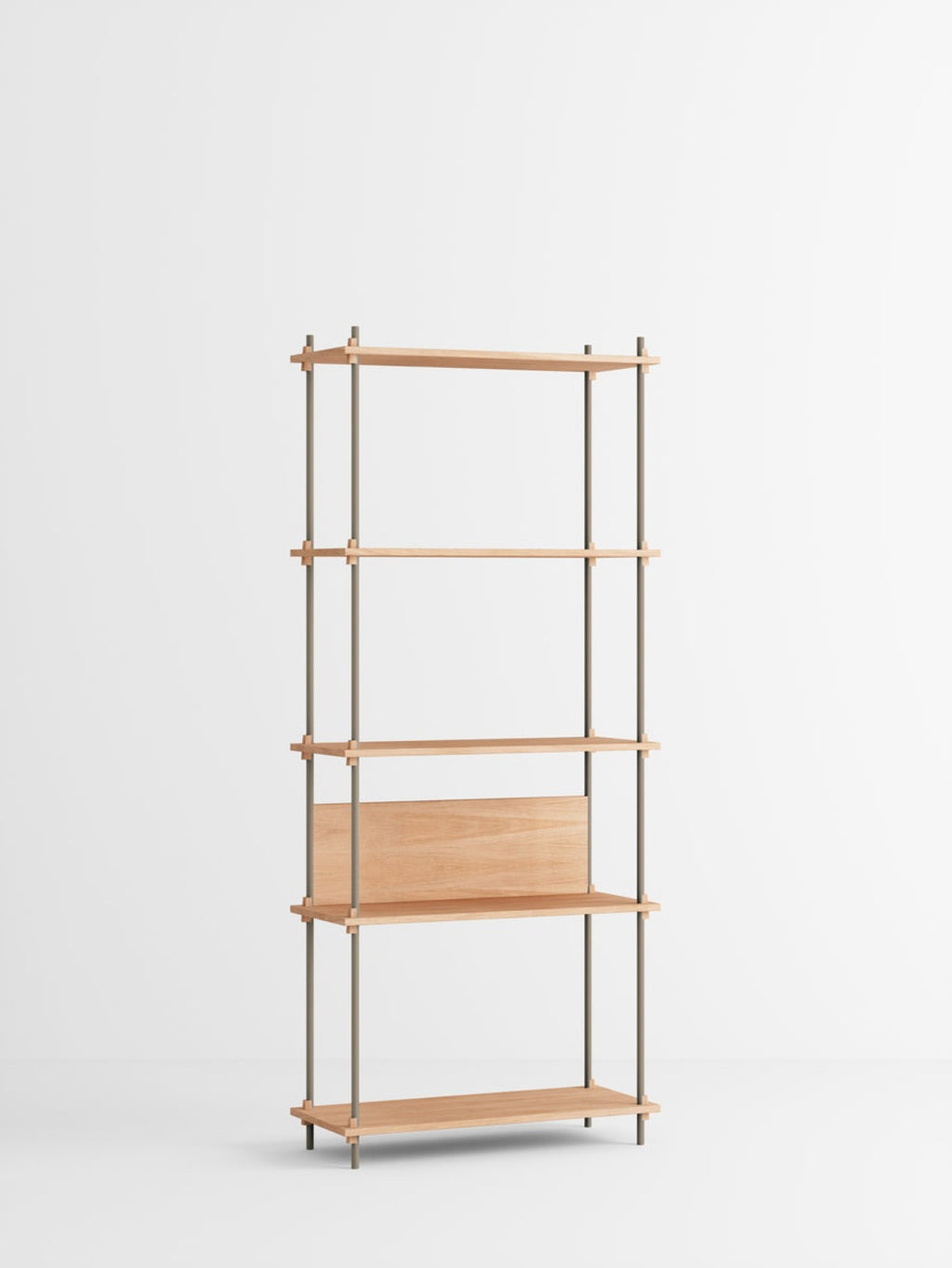 Customizable Moebe Shelving System in Oak & Warm Grey - 200cm Height