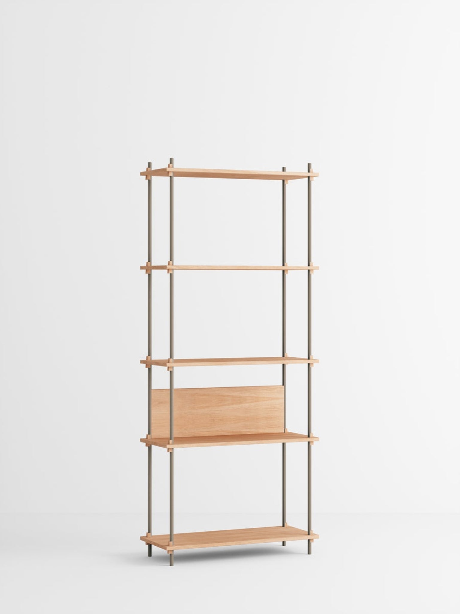 Customizable Moebe Shelving System in Oak & Warm Grey - 200cm Height