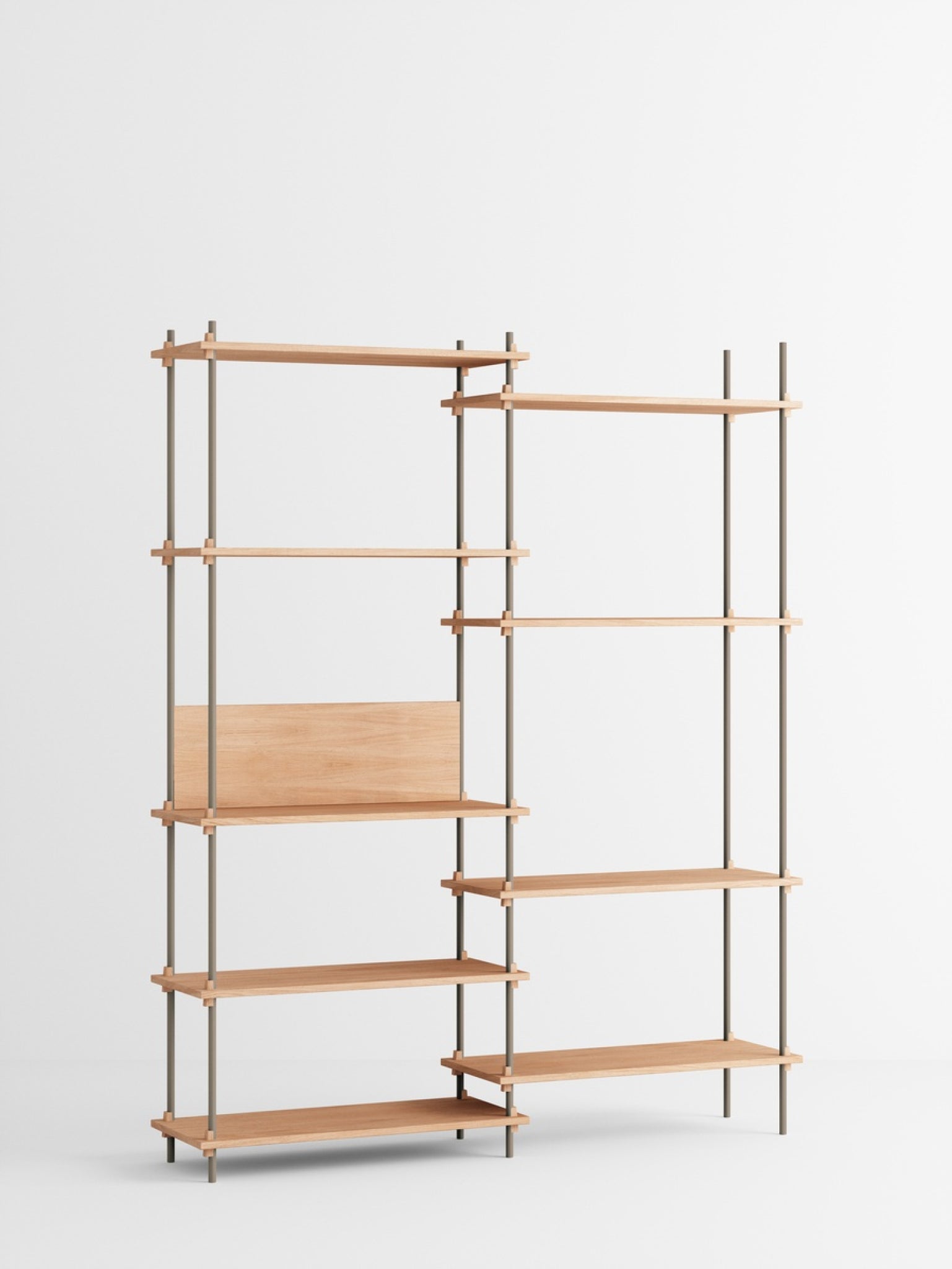 Customizable Moebe Shelving System in Oak & Warm Grey - 200cm Height