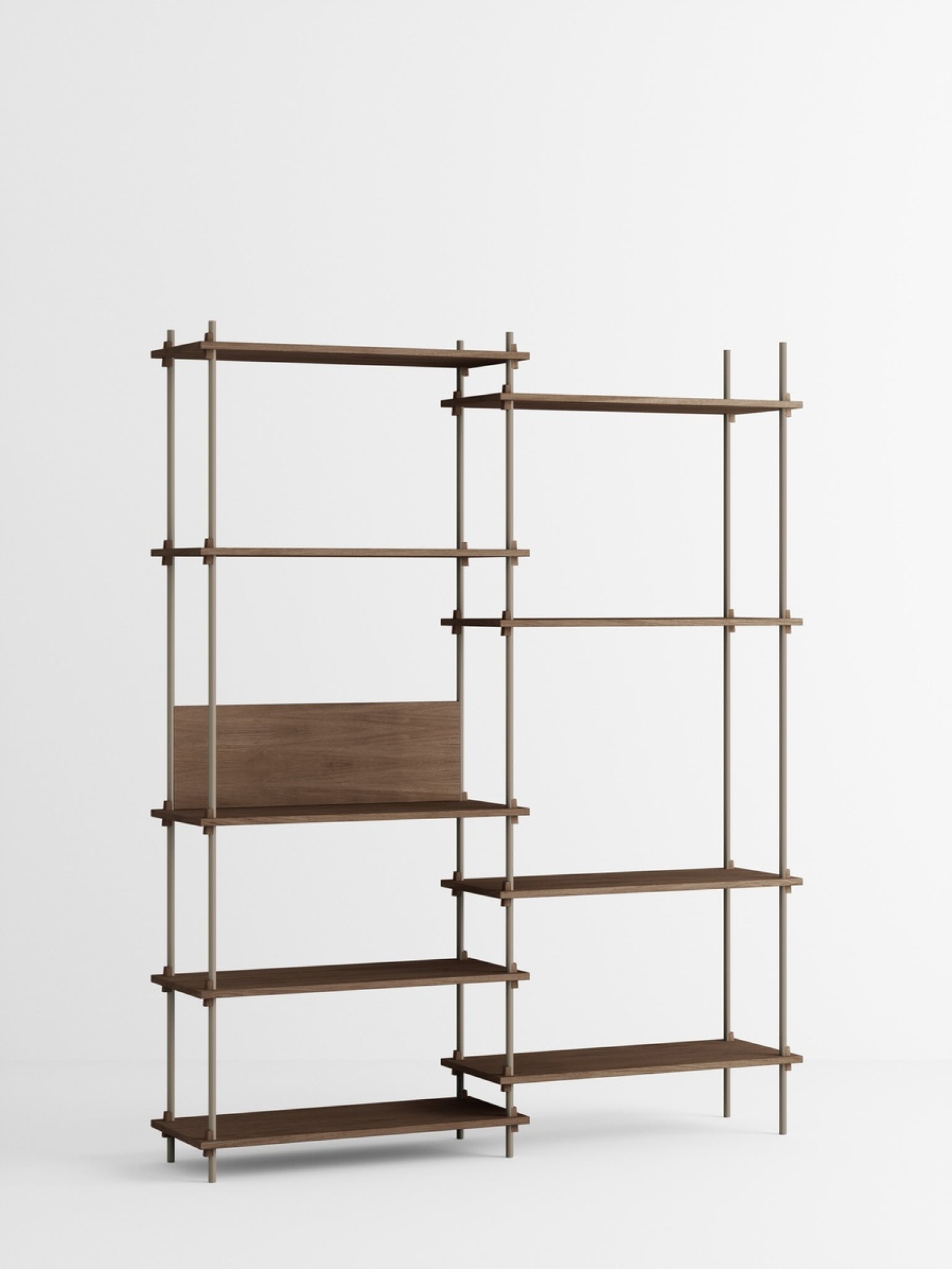 Customizable Moebe Shelving System in Smoked Oak & Warm Grey - 200cm High