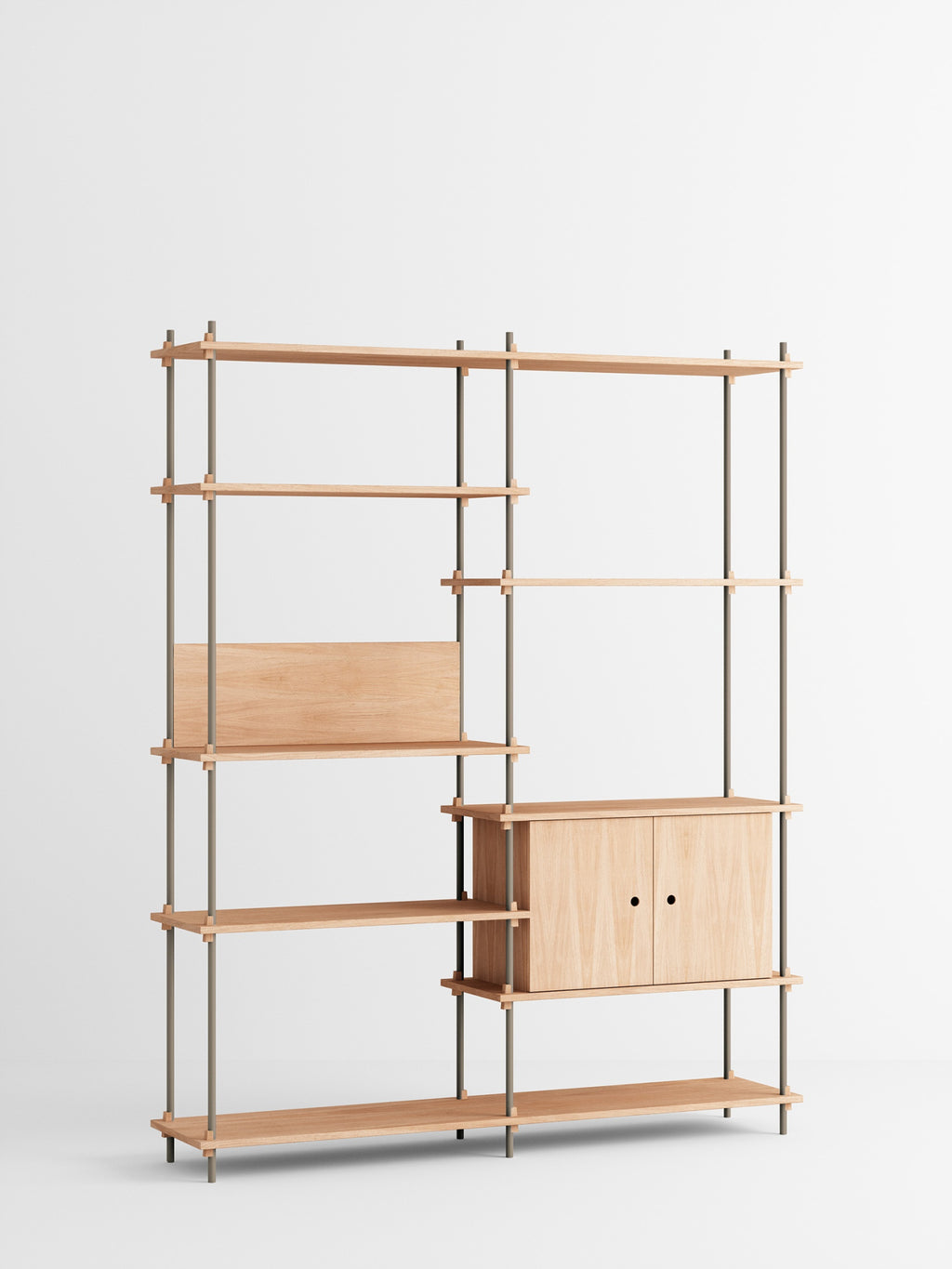 Customizable Moebe Shelving System in Oak & Warm Grey - Versatile Design