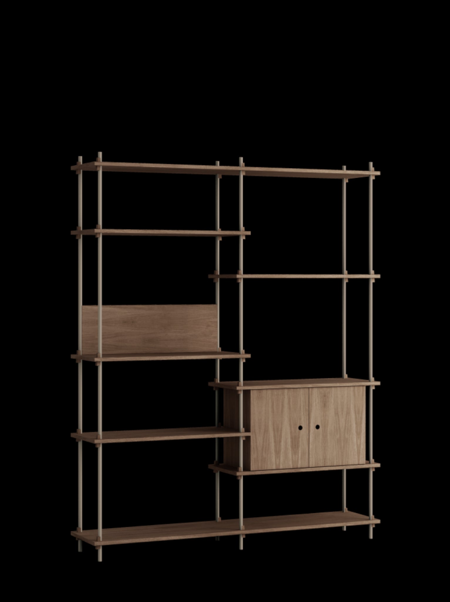 Customizable Moebe Shelving System in Smoked Oak & Warm Grey - 200cm High