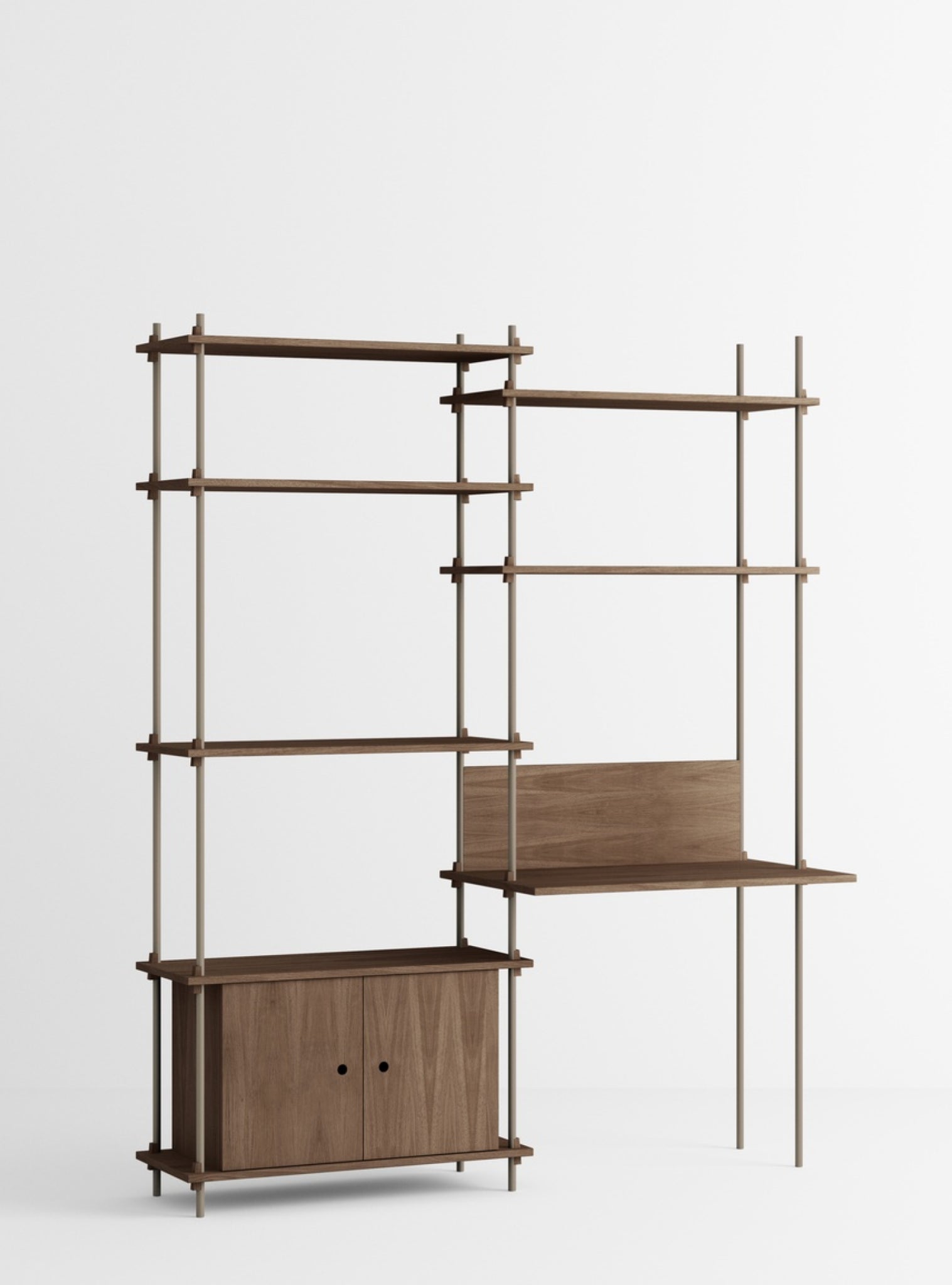 Customizable Moebe Shelving System in Smoked Oak & Warm Grey - 200cm High