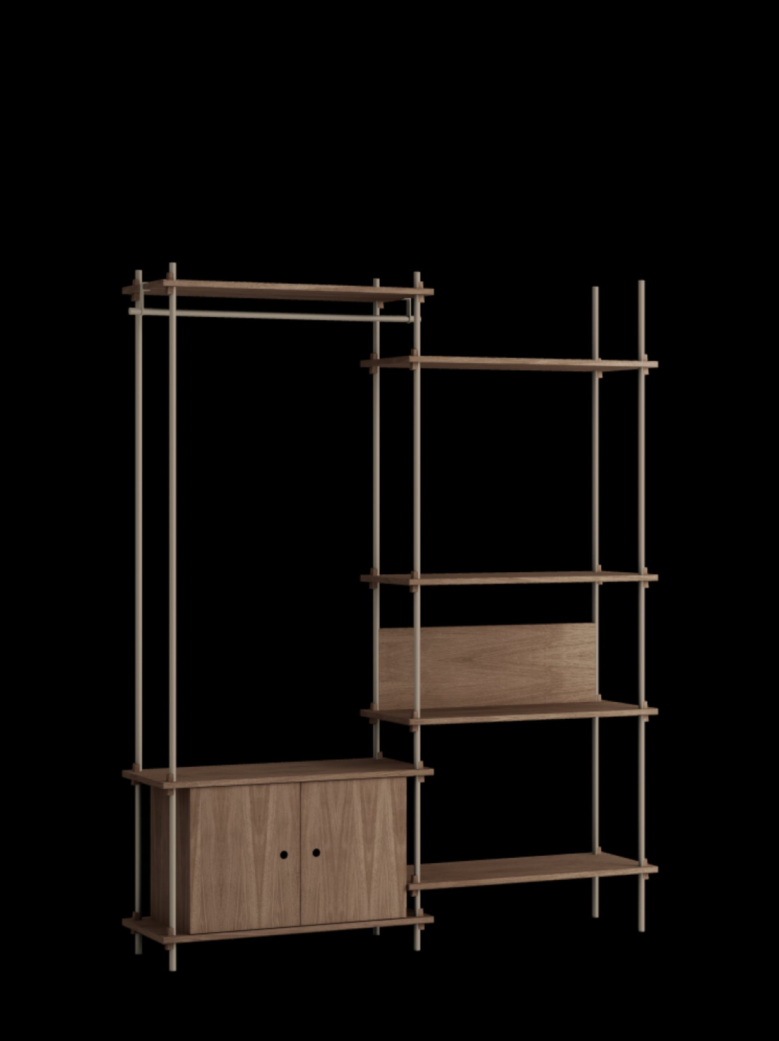 Customizable Moebe Shelving System in Smoked Oak & Warm Grey - 200cm High