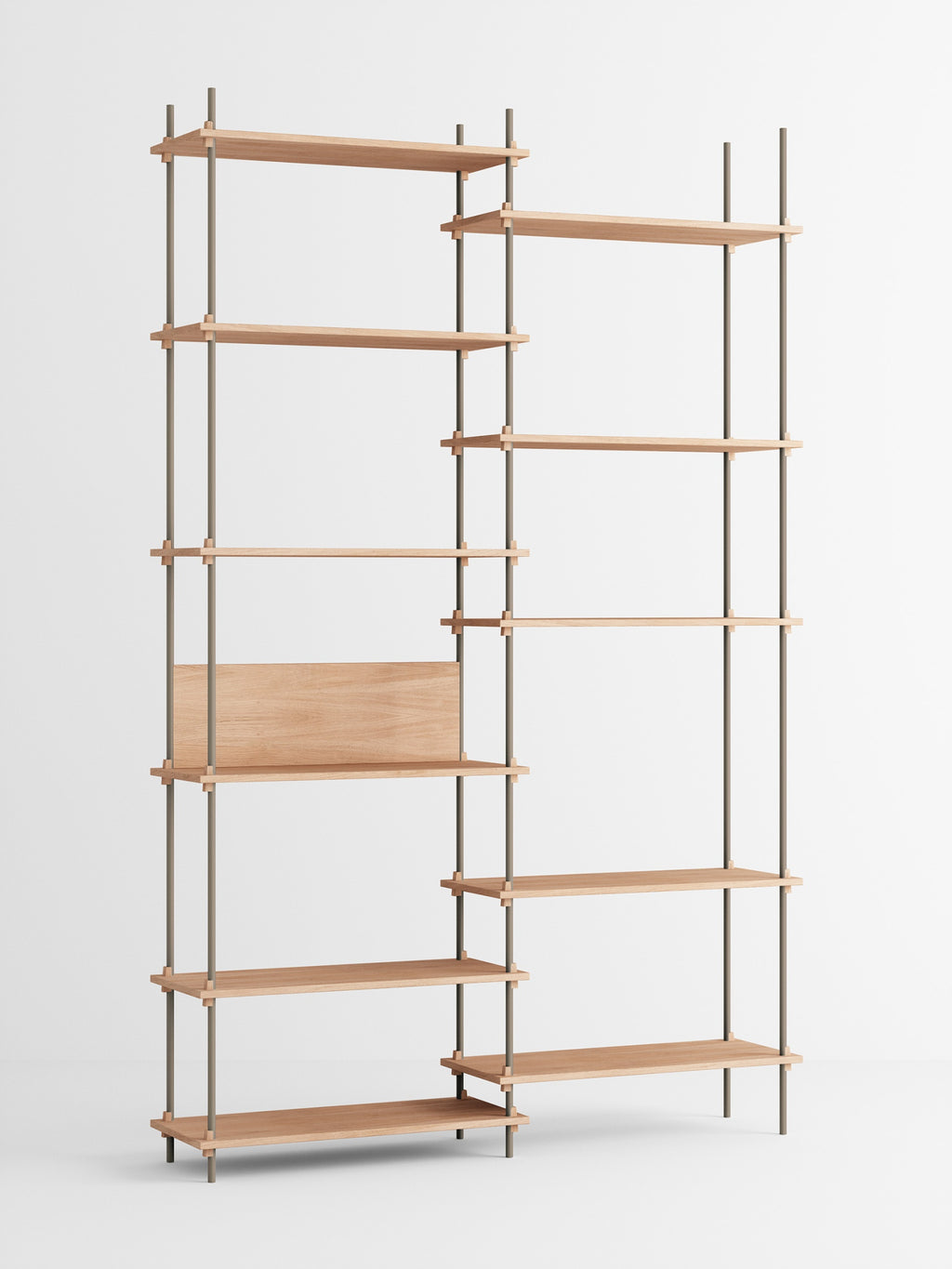 Customizable Moebe Shelving System in Oak/Warm Grey - Versatile Design