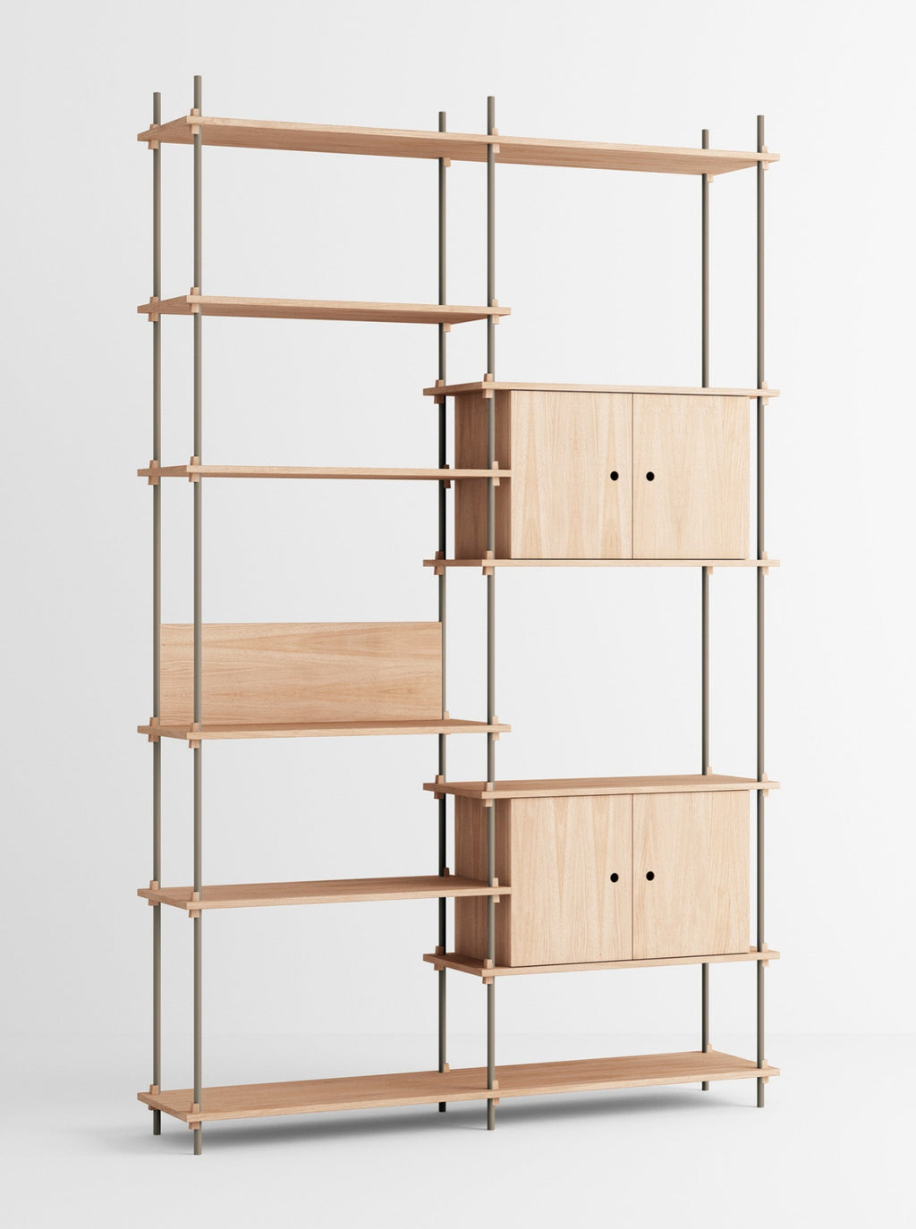 Customizable Moebe Shelving System in Oak/Warm Grey - Versatile Design