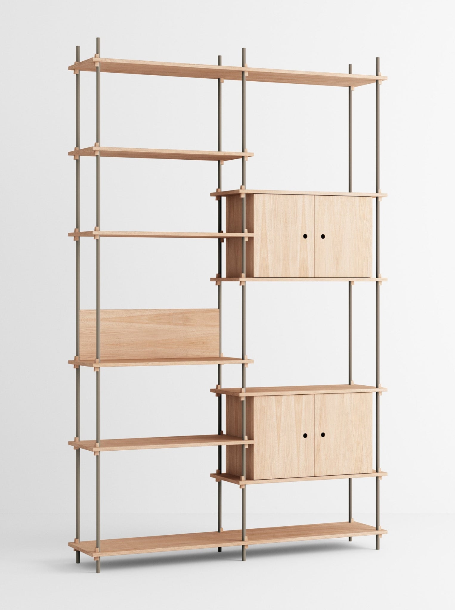 Customizable Moebe Shelving System in Oak/Warm Grey - Versatile Design
