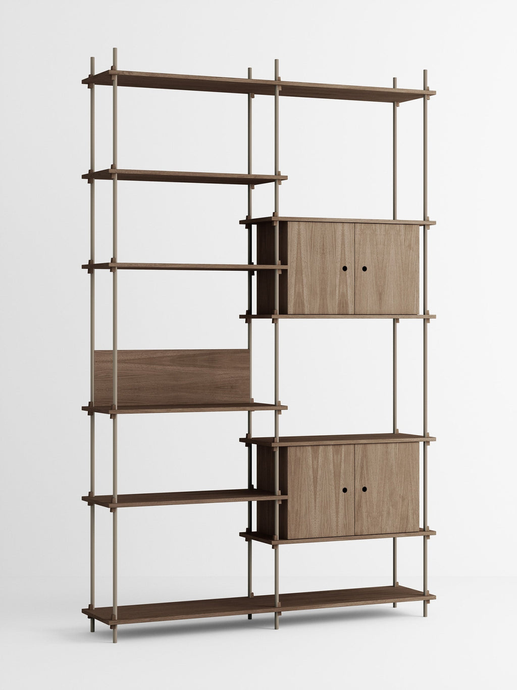 Customizable Moebe Shelving System in Smoked Oak & Warm Grey - 255cm