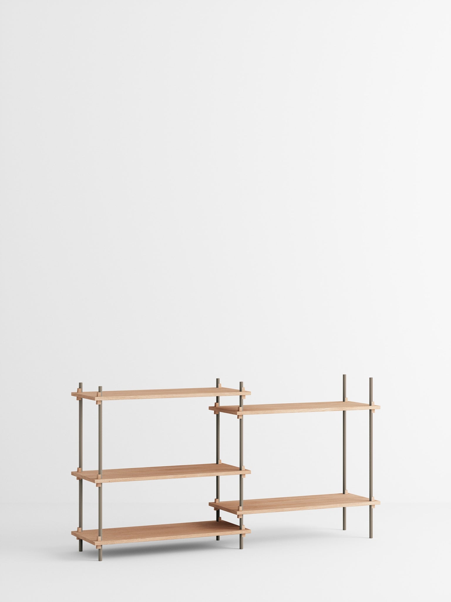 Customizable Moebe Shelving System in Oak & Warm Grey - Versatile Design