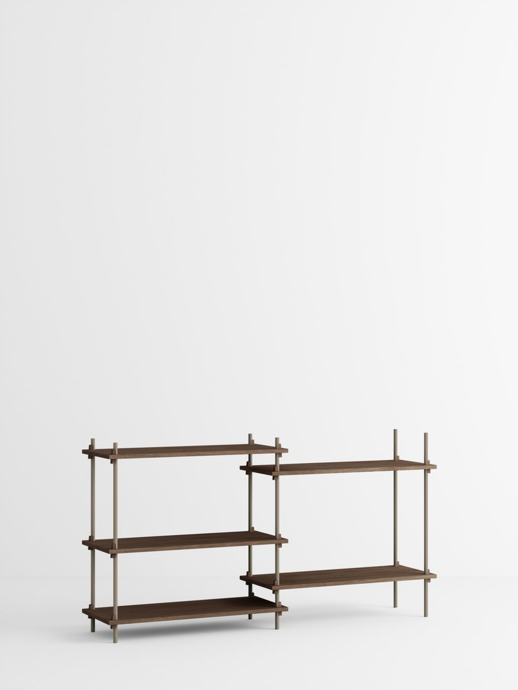 Customizable Moebe Shelving System in Smoked Oak & Warm Grey - 85cm High