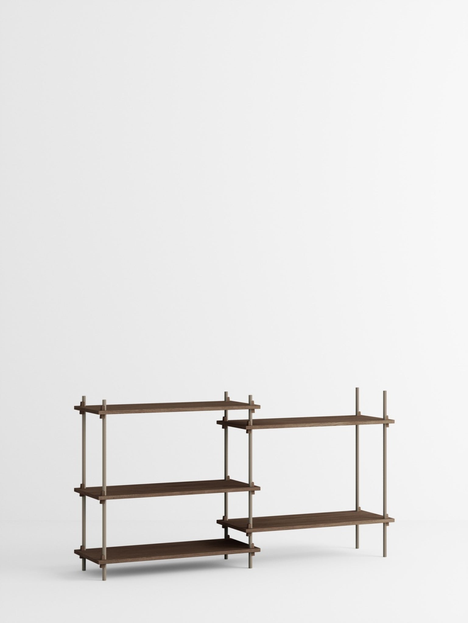 Customizable Moebe Shelving System in Smoked Oak & Warm Grey - 85cm High