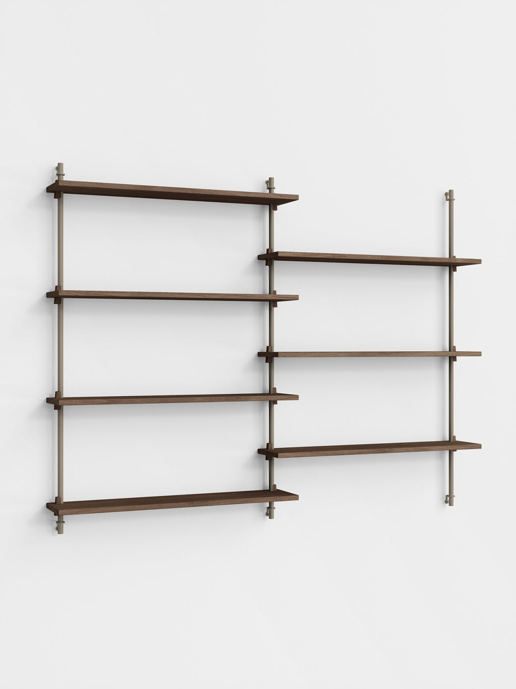 Moebe Wall Shelving WS.115.2: Smoked Oak & Warm Grey for Any Room