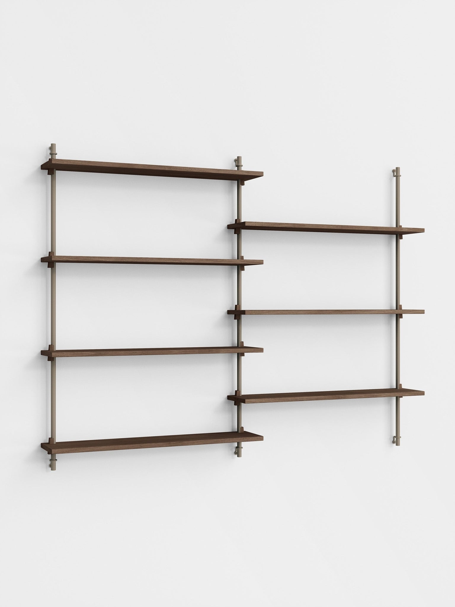 Moebe Wall Shelving WS.115.2: Smoked Oak & Warm Grey for Any Room