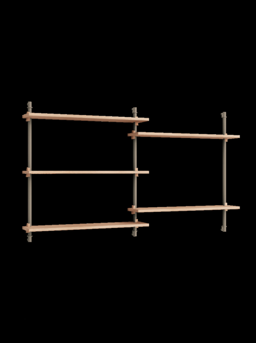 Adjustable Moebe Wall Shelving WS.85.2 in Oak/Warm Grey for Any Room