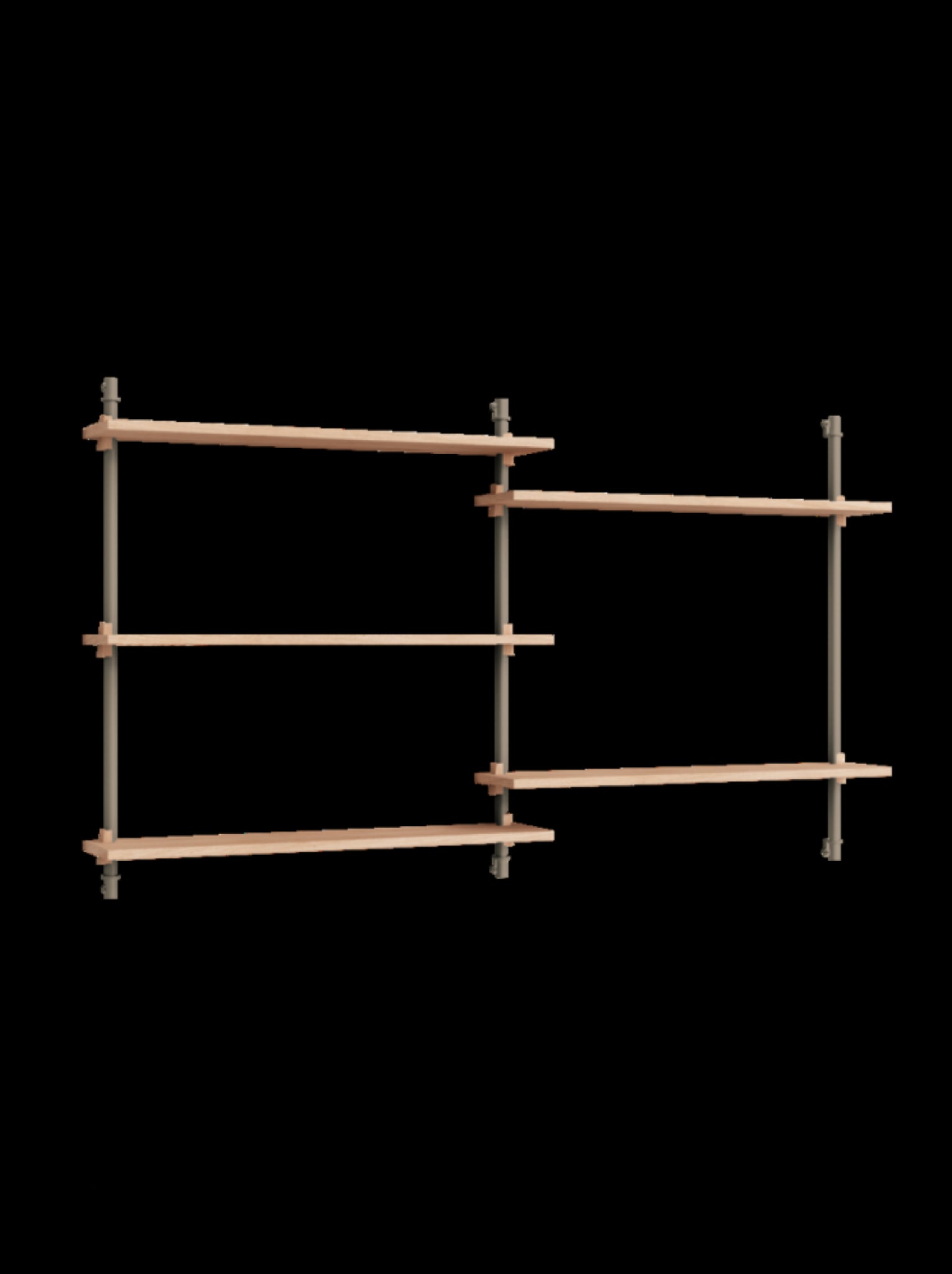 Adjustable Moebe Wall Shelving WS.85.2 in Oak/Warm Grey for Any Room